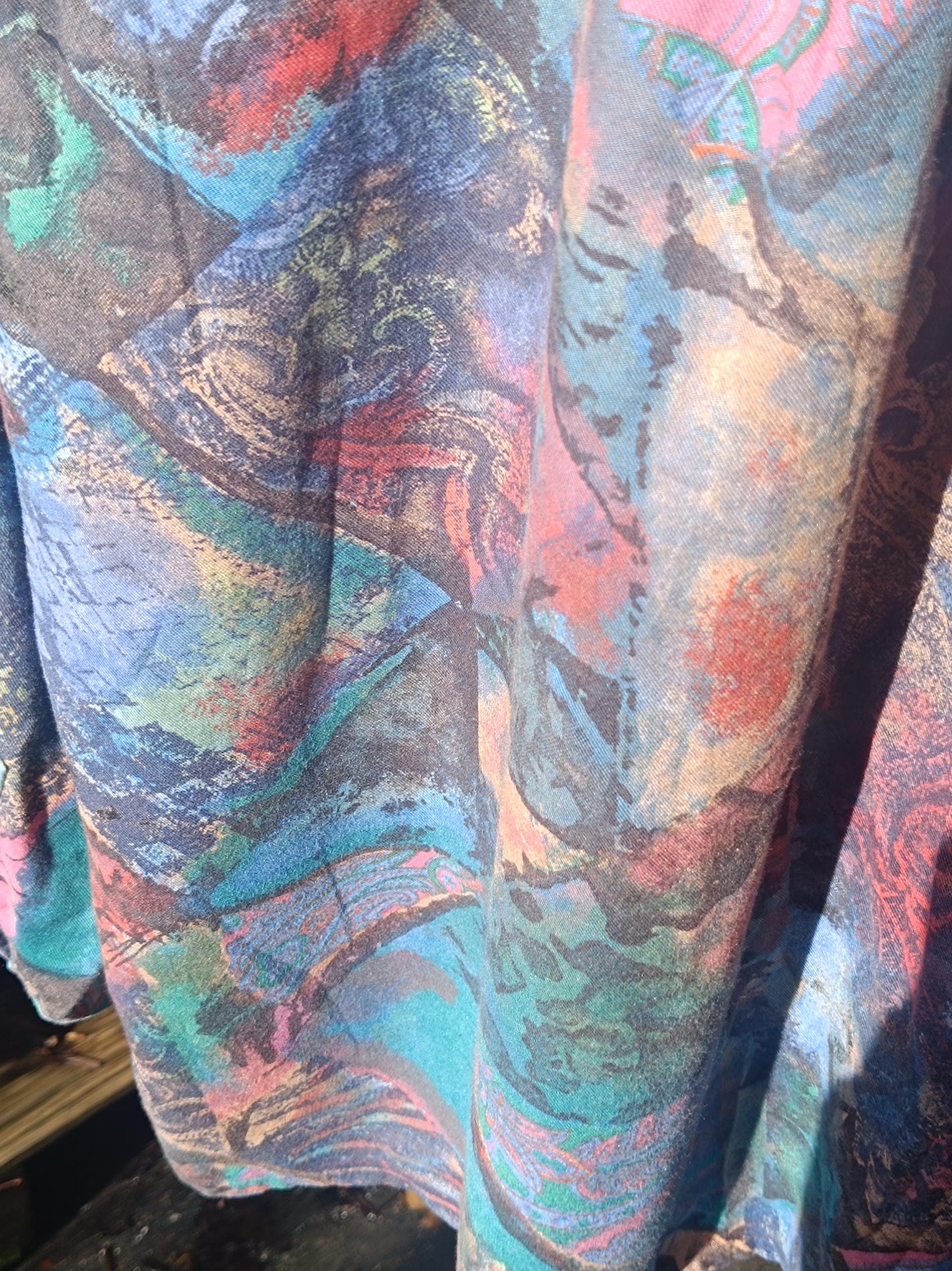 Vintage Crazy Print Shirt | Unisex Colorful Arty Blouse | Patchwork Print Men's Shirt