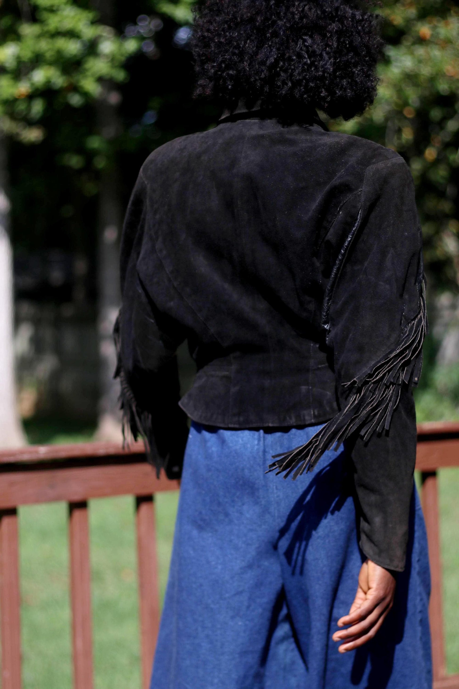 Phoenix Women's Suede Jacket| Vintage Black Cowgirl Fringed Cropped Coat| 80s Western-inspired Jacket