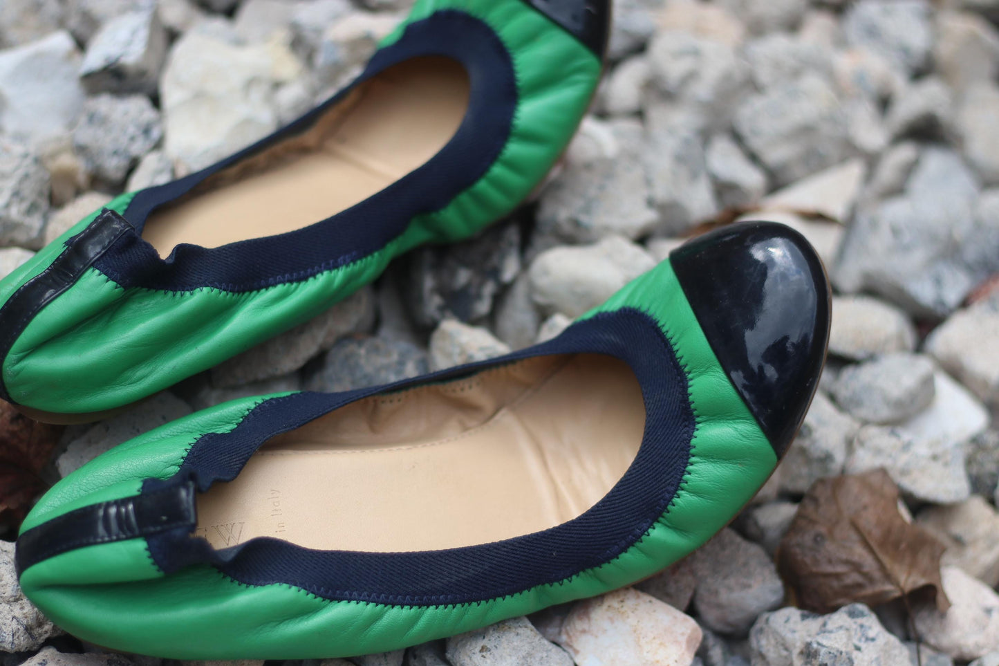 y2k J Crew Ballerinas| Vintage Green and black Ballet Flats |Minimalist feminine capsule wardrobe shoe size US 10