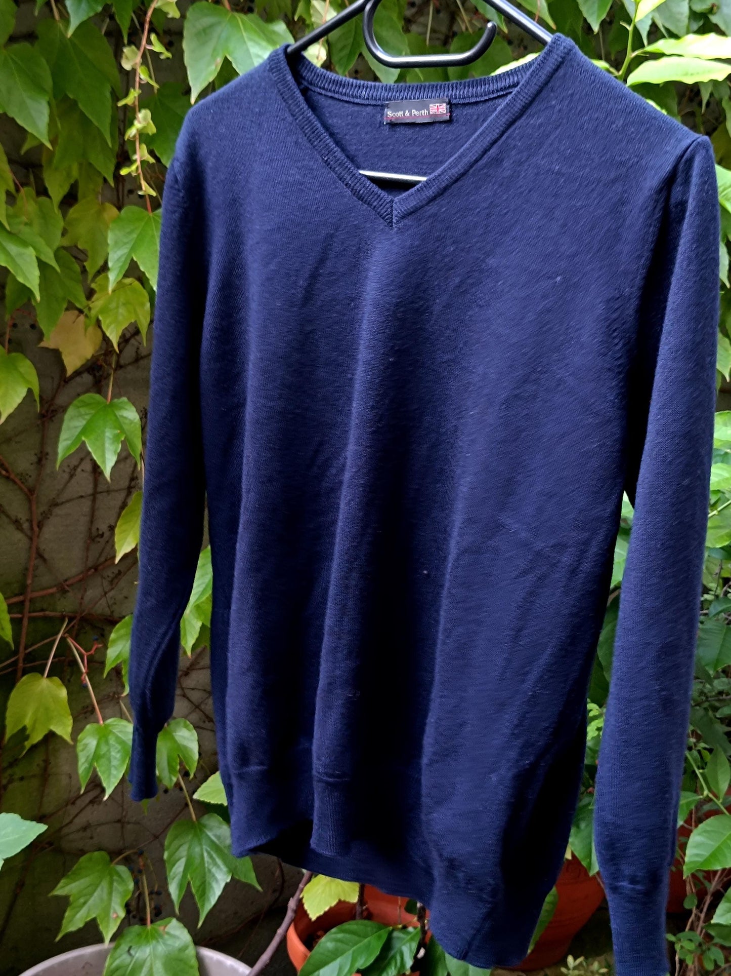 90s Scott & Perth Merino Wool Sweater| Vintage Blue Winter Minimalist Knit| Women's Long-sleeved Sweater