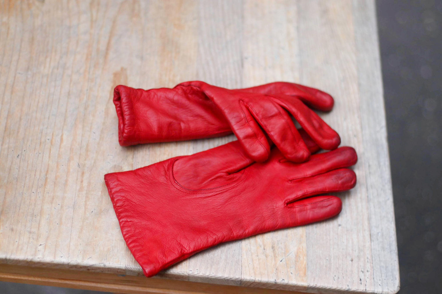 90s Red Leather Gloves | Vintage Women's winter gloves| Minimalist chic winter accessory