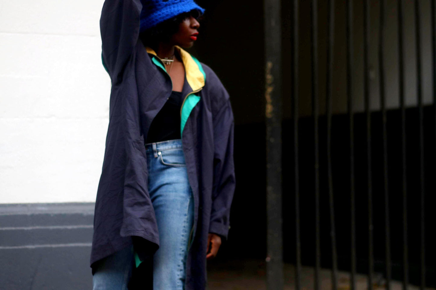 y2k Cotton Blue Parka Jacket| Vintage Minimalist light trench like coat| Unisex streetwear jacket| Capsule wardrobe design