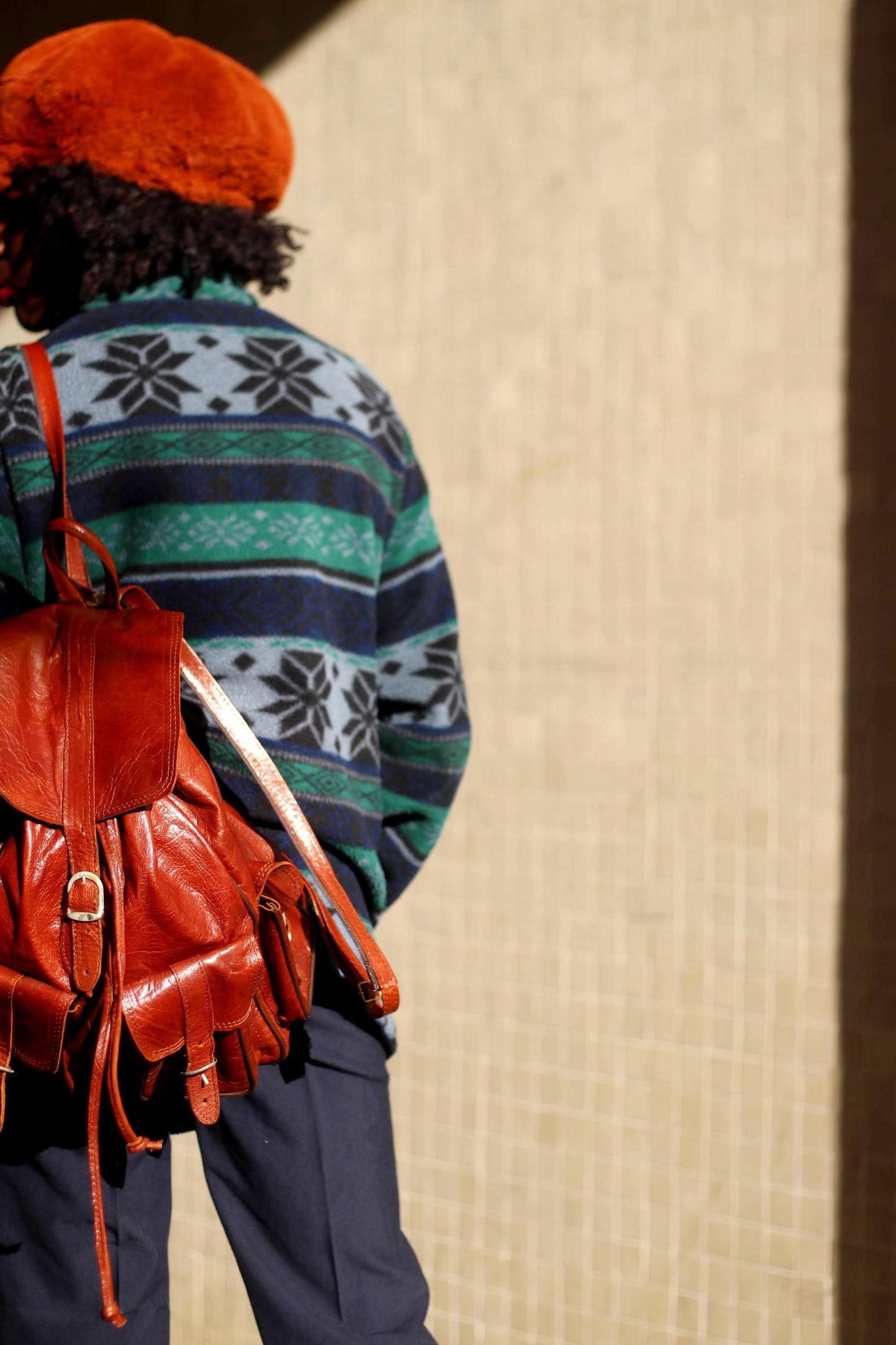 90s Leather Backpack| Vintage Unisex Brown Bag| Minimalist Women's Bag