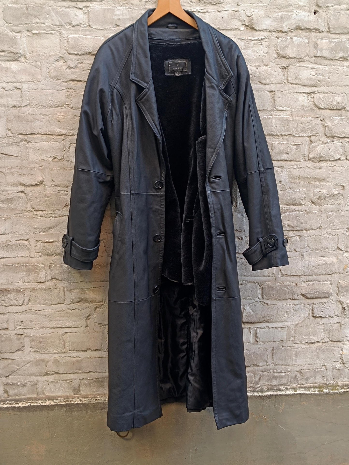 Genuine Leather Trench| Vintage Don Pepe Unisex Black Winter Trench Coat | Minimalist Outerwear