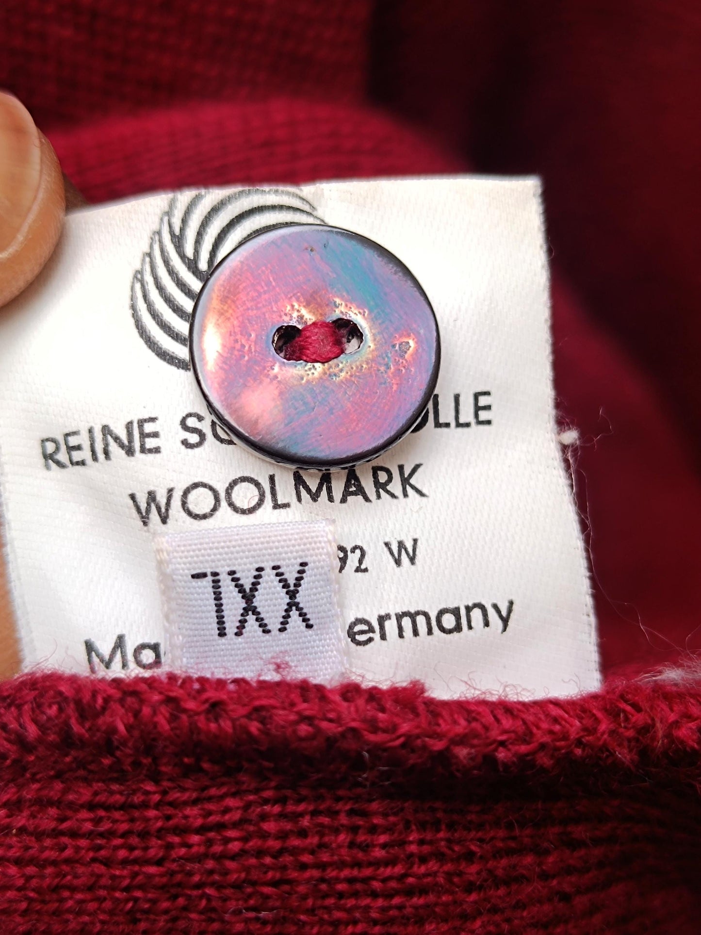 90s Wool Sweater| Vintage Heldmann Red Cardigan | Minimalist Women's Long Sleeved knit