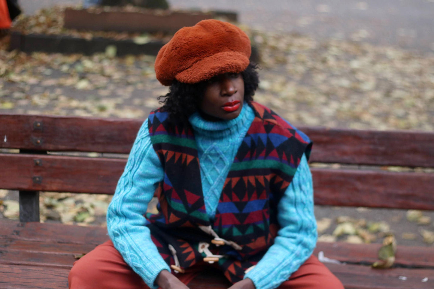 80s Handmade Sweater| Colorful Blue Women's Knitwear| Vintage long-Sleeved Cable Knit Winter Jumper