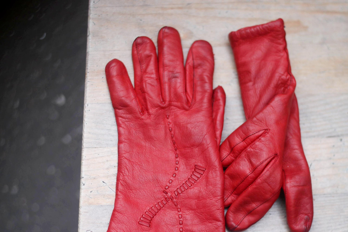 90s Red Leather Gloves | Vintage Women's winter gloves| Minimalist chic winter accessory