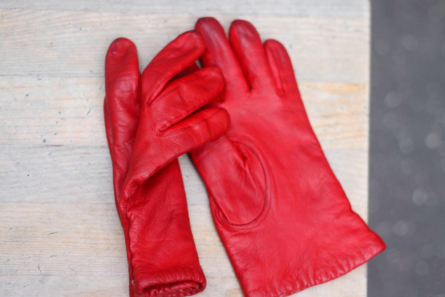 90s Red Leather Gloves | Vintage Women's winter gloves| Minimalist chic winter accessory