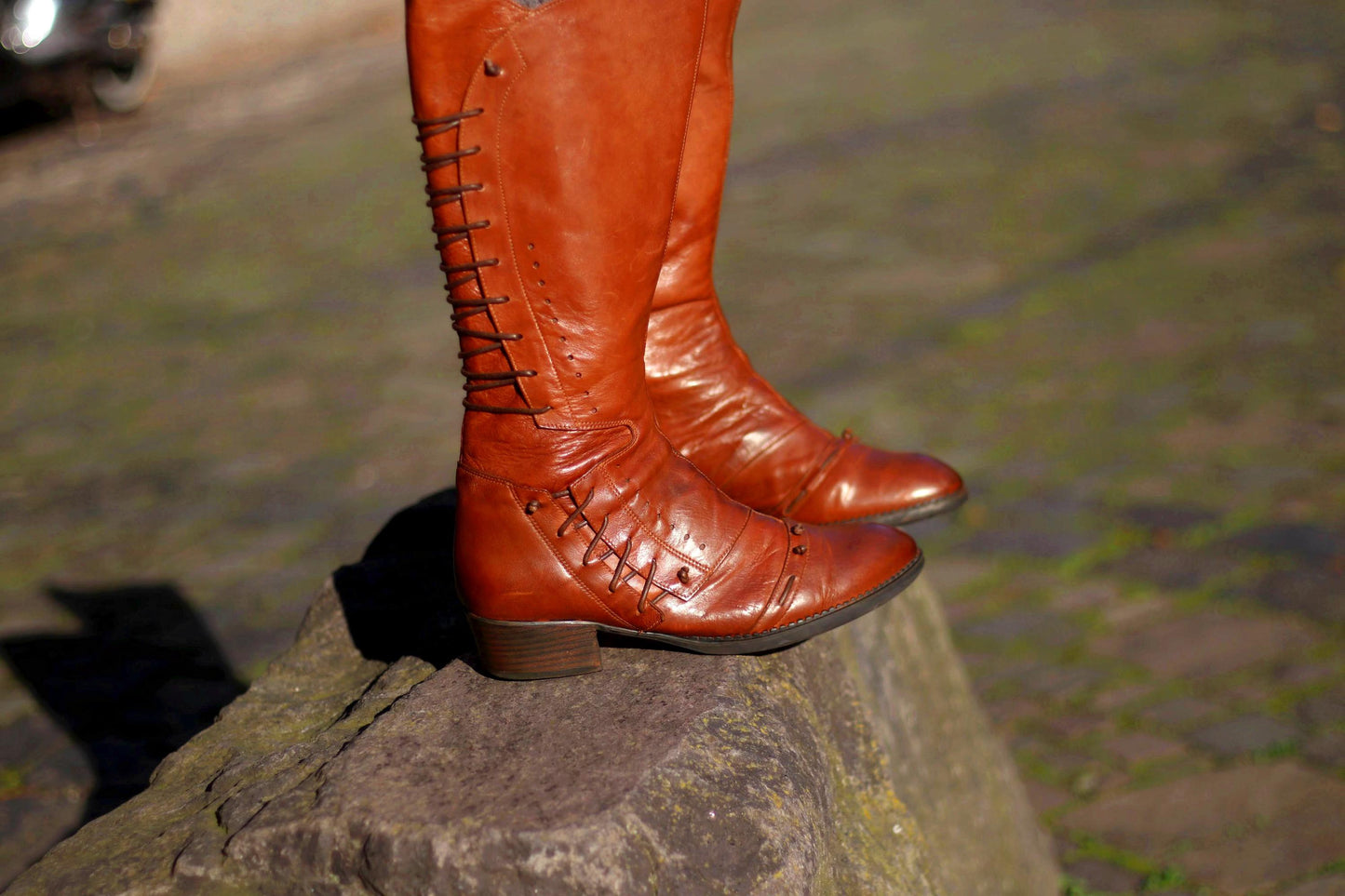 Vintage Brako Leather Boots| Women's 90s Knee-length Boots Lace-up Shoes