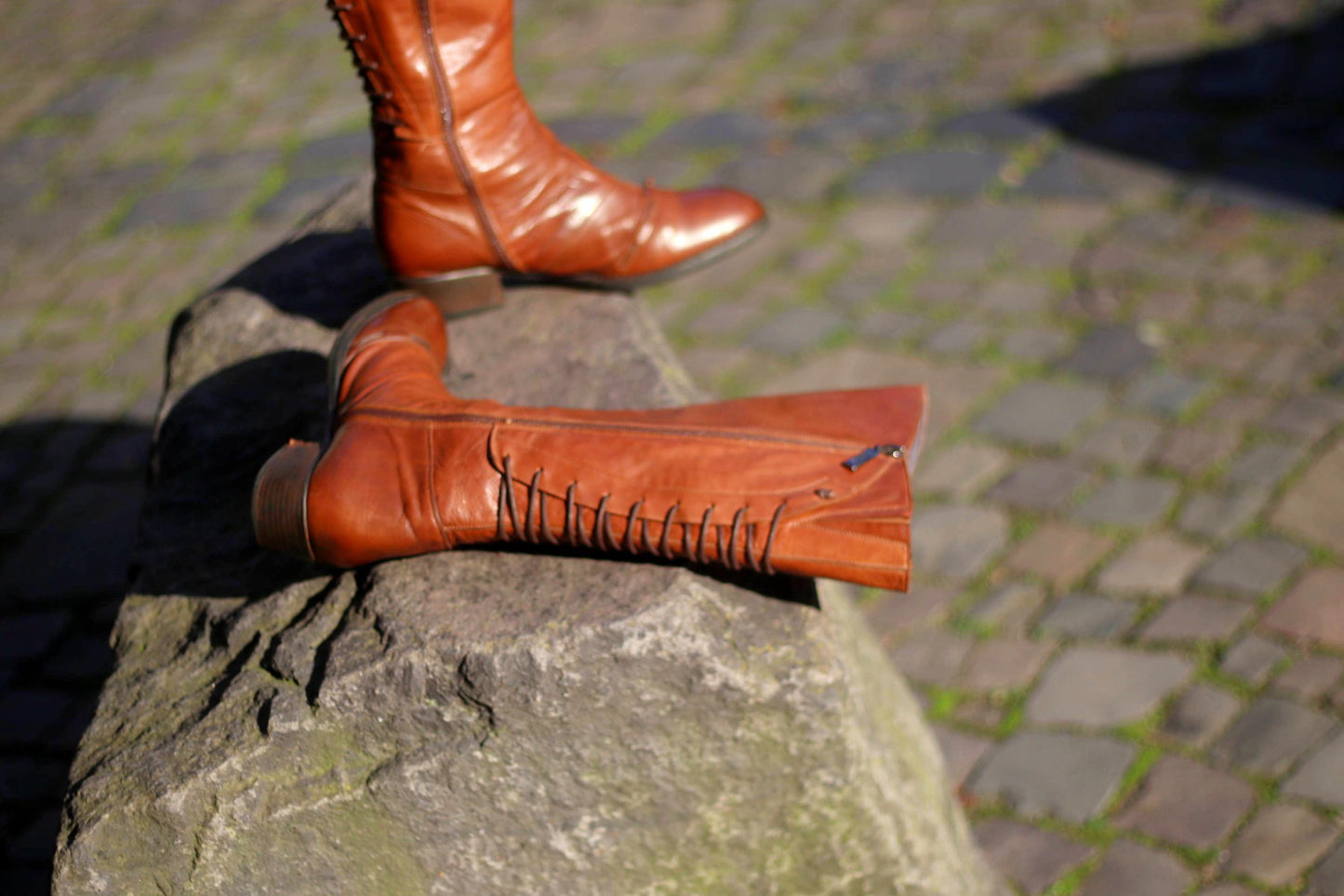 Vintage Brako Leather Boots| Women's 90s Knee-length Boots Lace-up Shoes