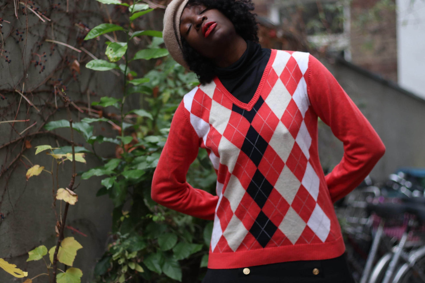 Vintage Argyle Print Sweater| 90s Pink Long Sleeved Winter Jumper| Preppy Women's Everyday Jumper