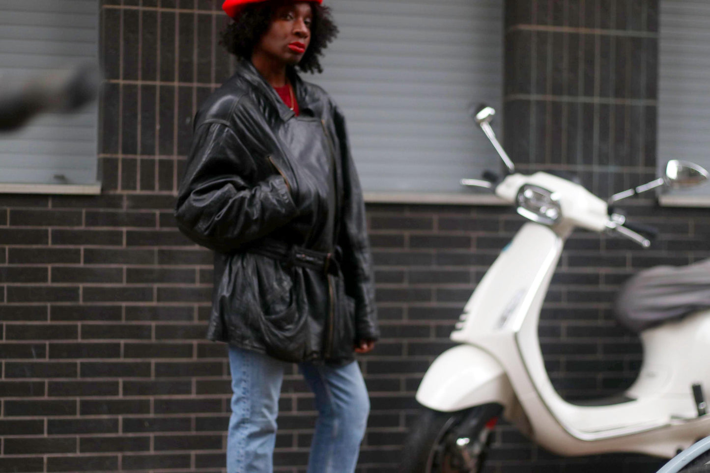 80s Black Leather Jacket| Genuine Leather Unisex Moto Coat|