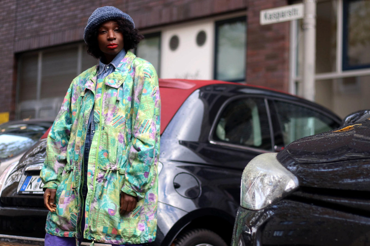 80s Sportswear Jacket| Vintage Crazy Print Transitional Coat| Women's Abstract Multicoloured Lightweight jacket| Men's Sporty Coat