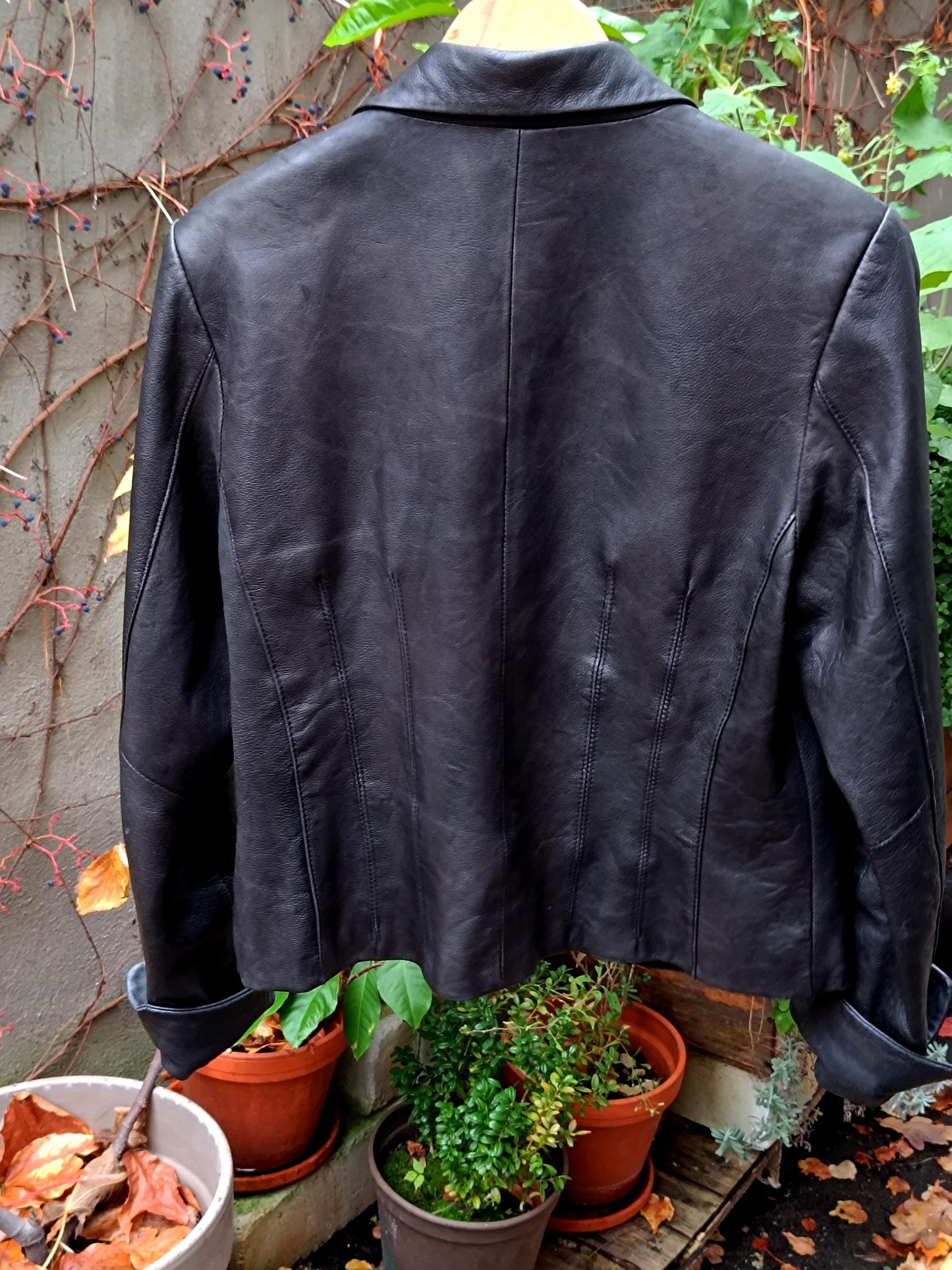 90s Arma Woman Leather Jacket | Vintage Minimalist Black Genuine Leather Jacket| Women's Sleek Leather Blazer