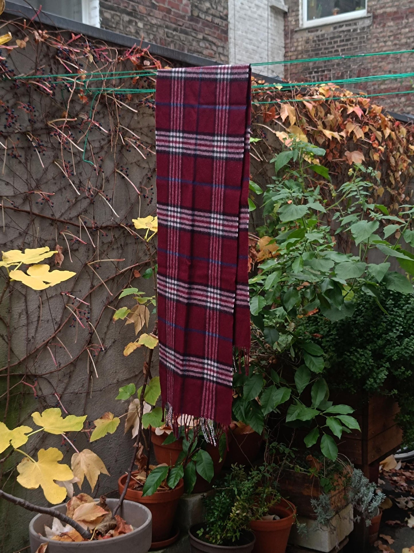 90s Plaid Scarf| Vintage Classic Checkered Red Unisex Scarf|