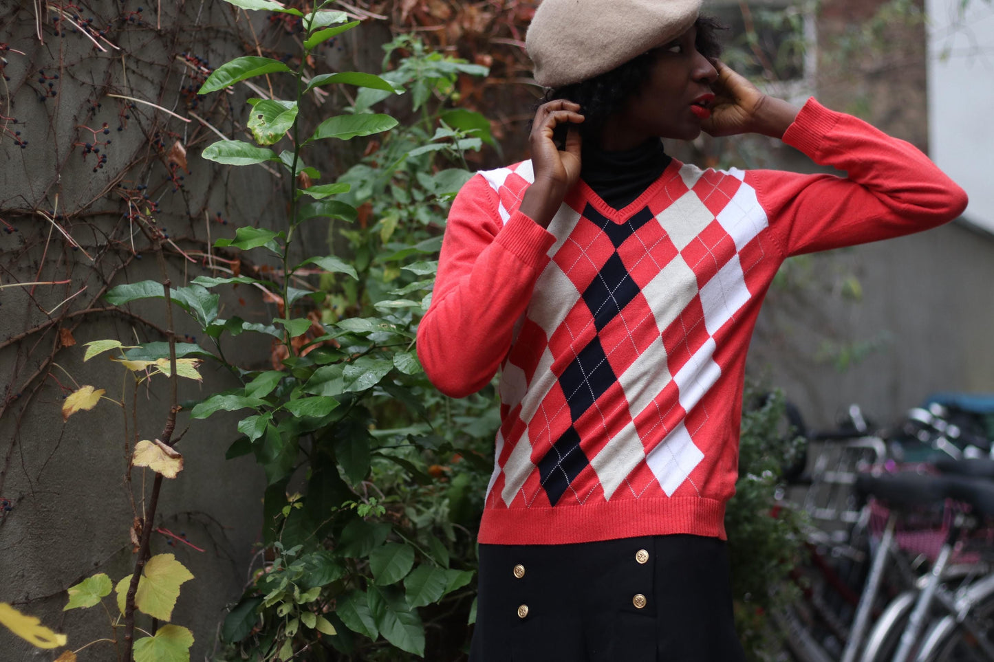 Vintage Argyle Print Sweater| 90s Pink Long Sleeved Winter Jumper| Preppy Women's Everyday Jumper