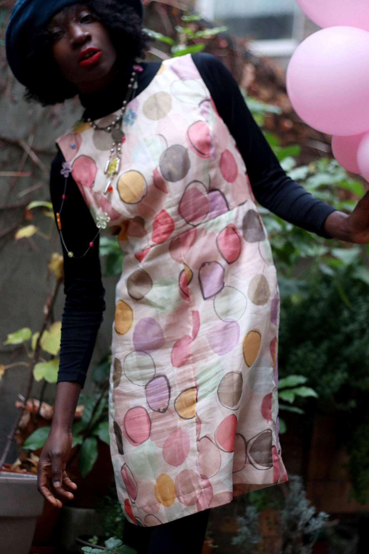 Vintage Luisa Cerano Dress| 90s Sleeveless Polka Dottted Midi Womens Dress