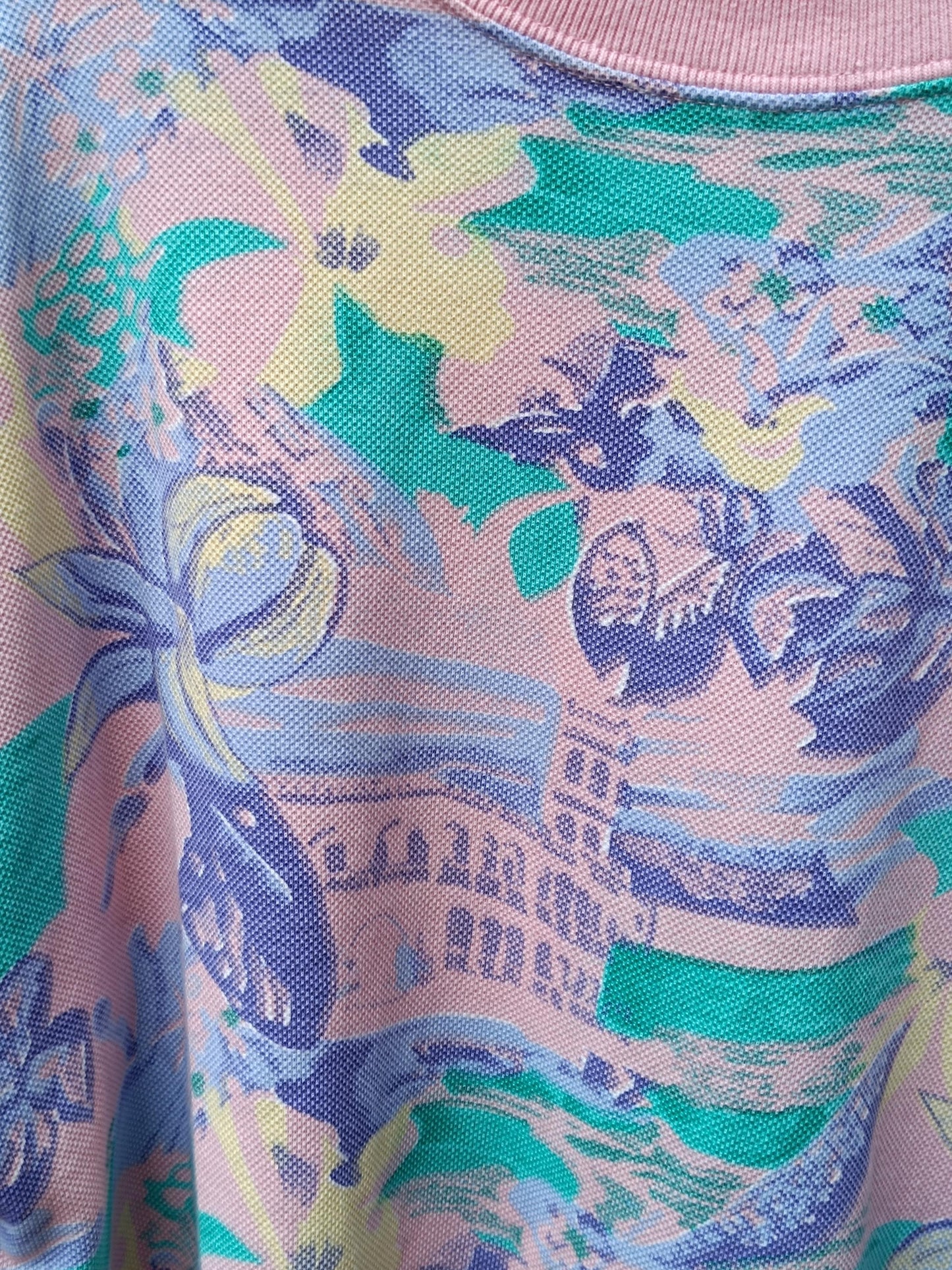 90s Crazy Print T-Shirt| Vintage Purple Unisex Shirt| Graphic Fantastic Short-sleeved Design