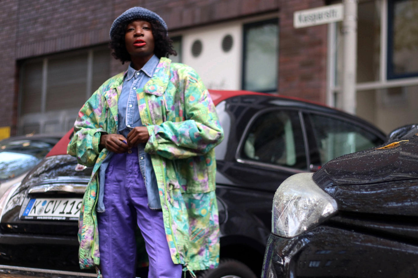 80s Sportswear Jacket| Vintage Crazy Print Transitional Coat| Women's Abstract Multicoloured Lightweight jacket| Men's Sporty Coat