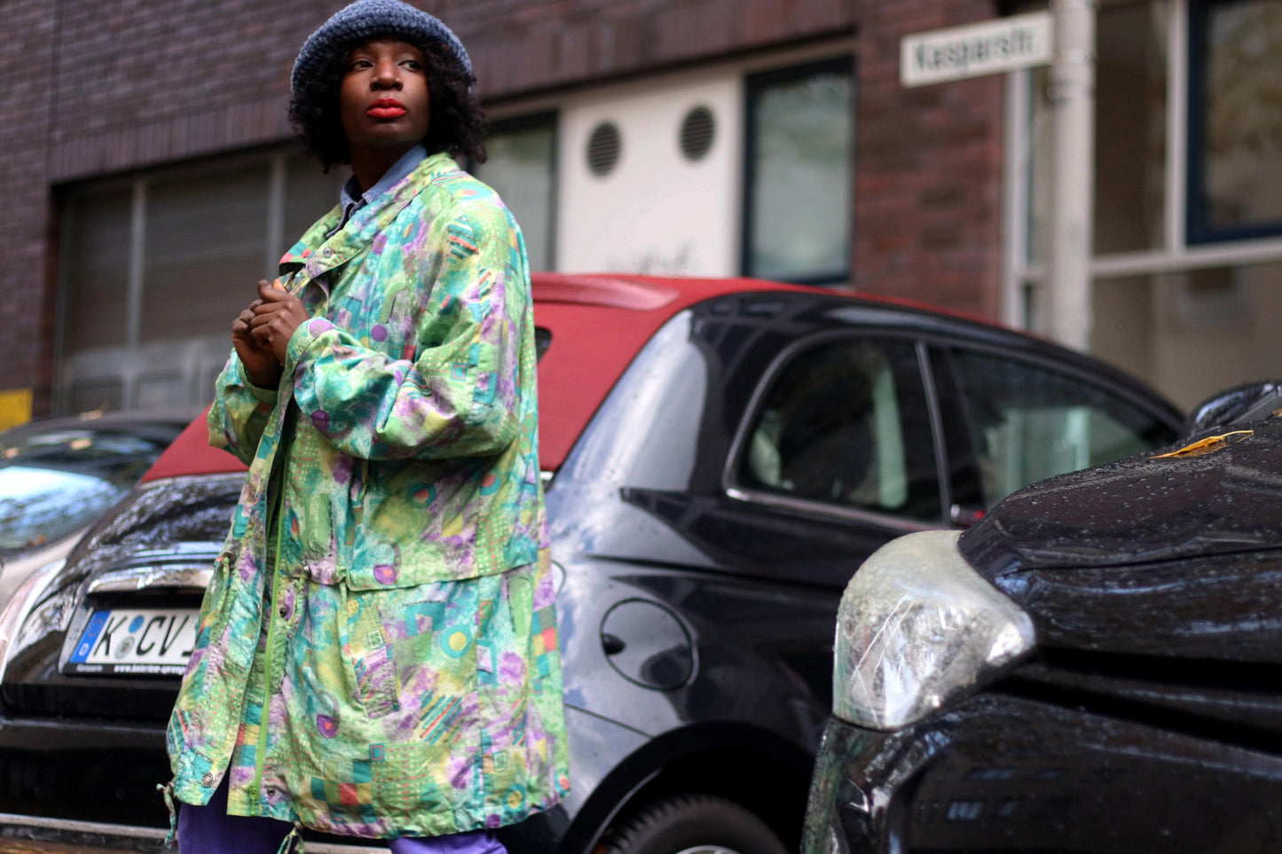 80s Sportswear Jacket| Vintage Crazy Print Transitional Coat| Women's Abstract Multicoloured Lightweight jacket| Men's Sporty Coat