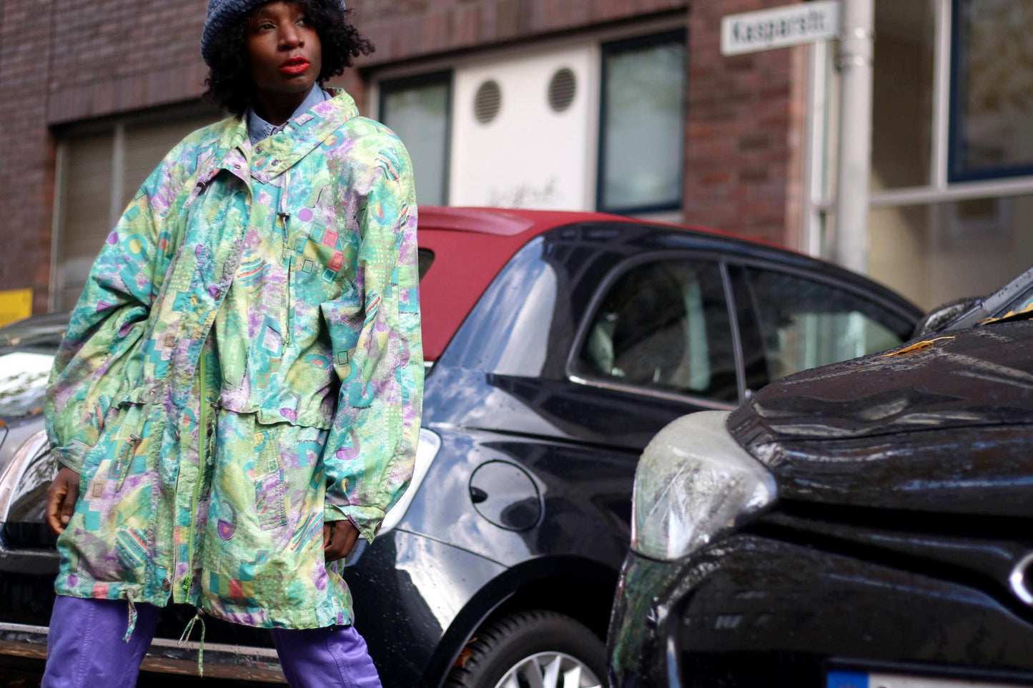 80s Sportswear Jacket| Vintage Crazy Print Transitional Coat| Women's Abstract Multicoloured Lightweight jacket| Men's Sporty Coat