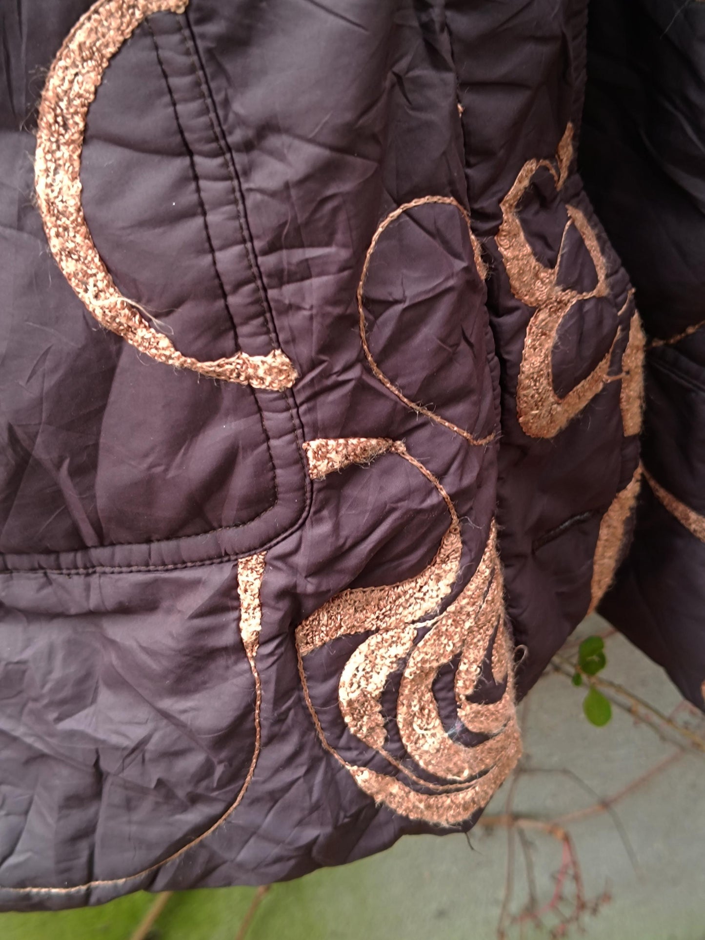 90s Swirly Print Brown Parka Jacket| Vintage Women's Padded Coat| Cozy Women's Black Lightweight jacket |