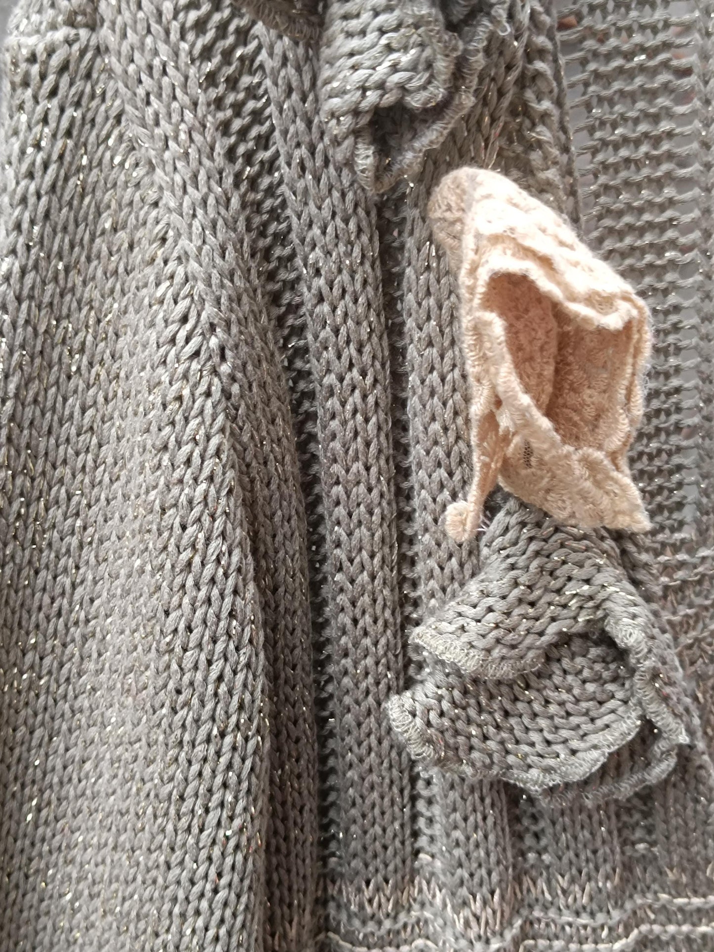 Alex Bargoudian Paris Metallic Cardigan| Vintage Green Boho Festive Sweater| 90s Gold-Tone Shimmery Women's V Neck