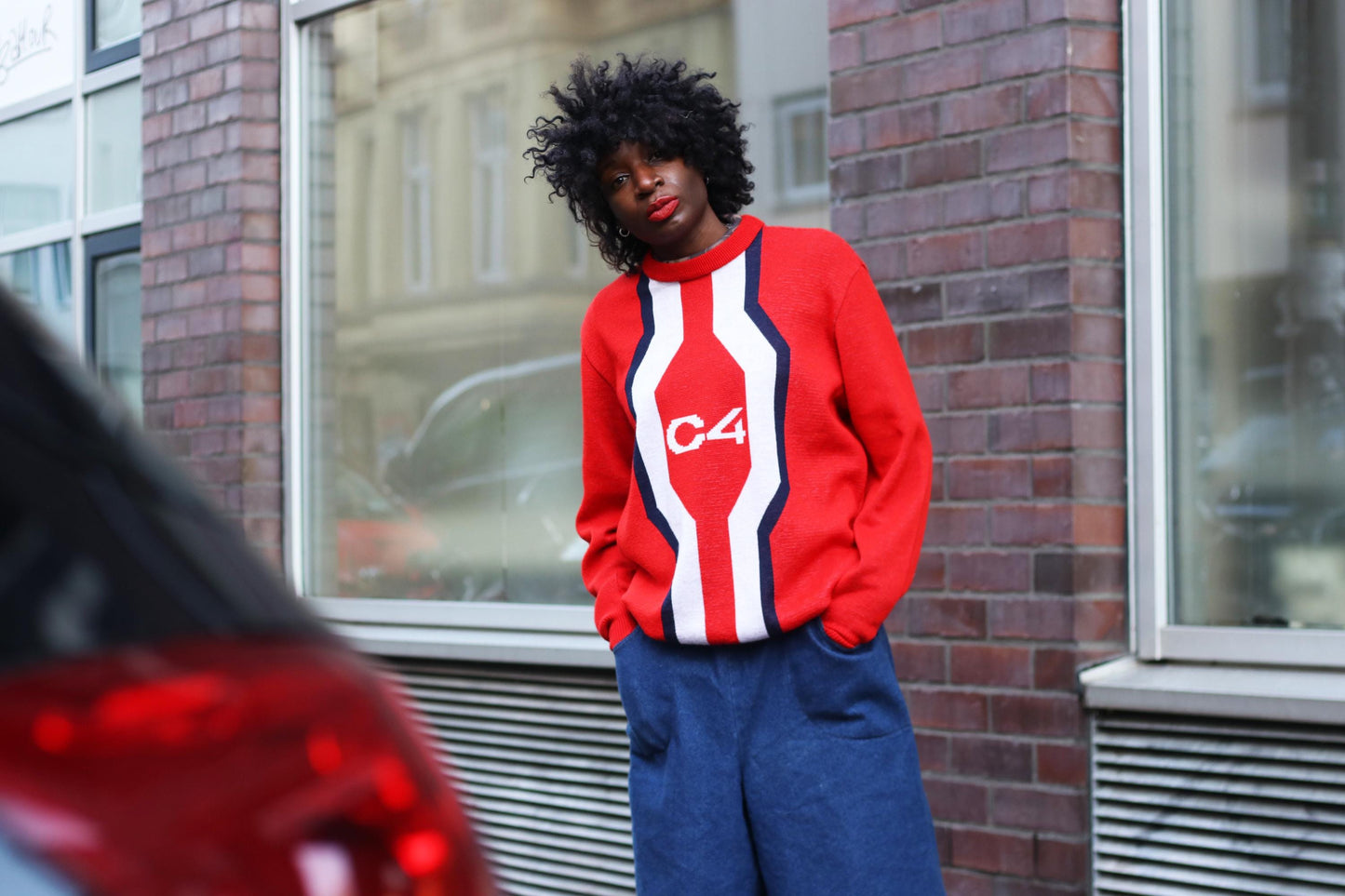 90s Vintage Red Crewneck Sweatshirt| Vintage Oversized Women's Winter Crewneck| Classic Wool Long sleeved Jumper