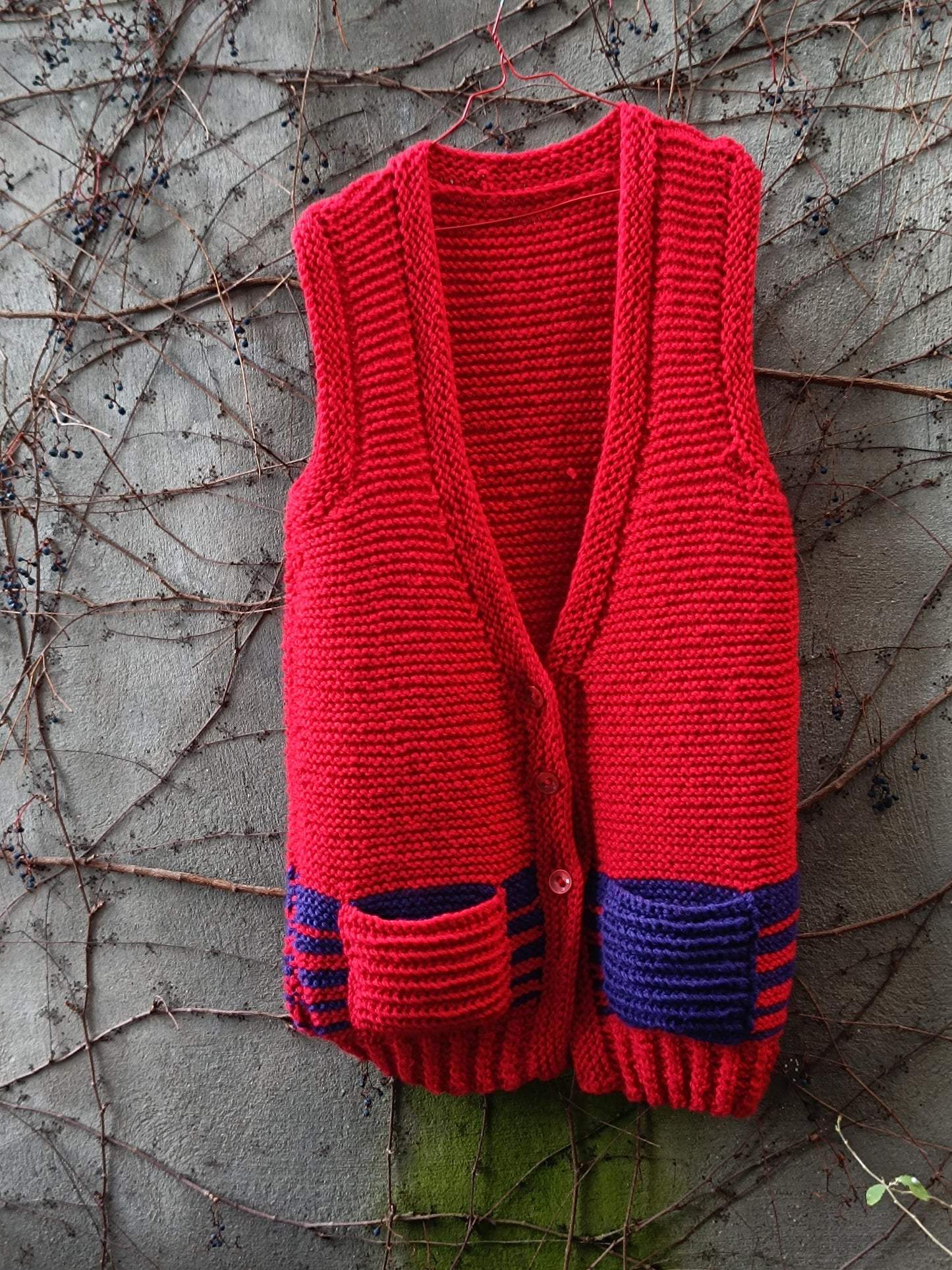 90s Hand-knitted Oversized Vest| Size S-M