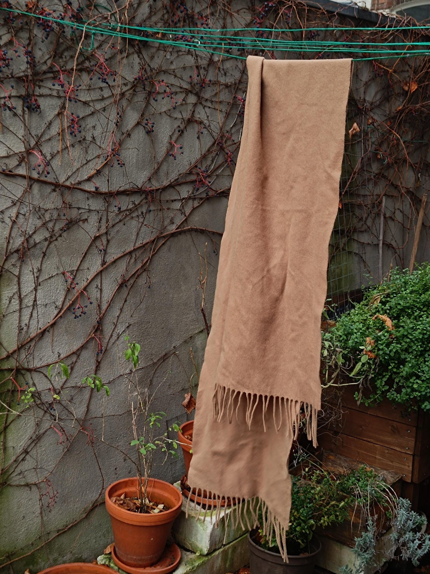 90s Wool Brown Winter Scarf| Unisex Minimalist Neckwarmer| Men's wooden Everyday scarf| Women Chic Scarf