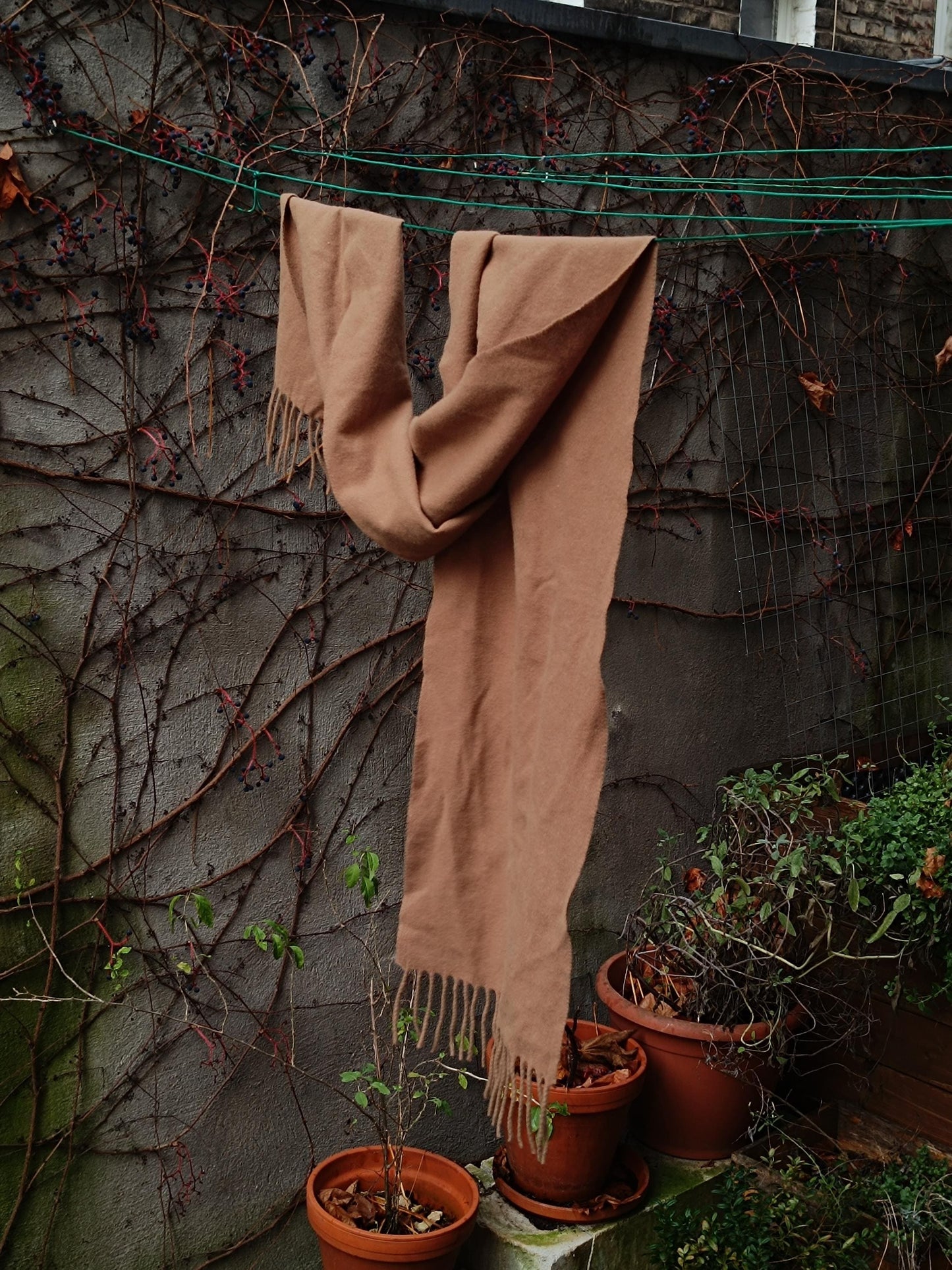 90s Wool Brown Winter Scarf| Unisex Minimalist Neckwarmer| Men's wooden Everyday scarf| Women Chic Scarf