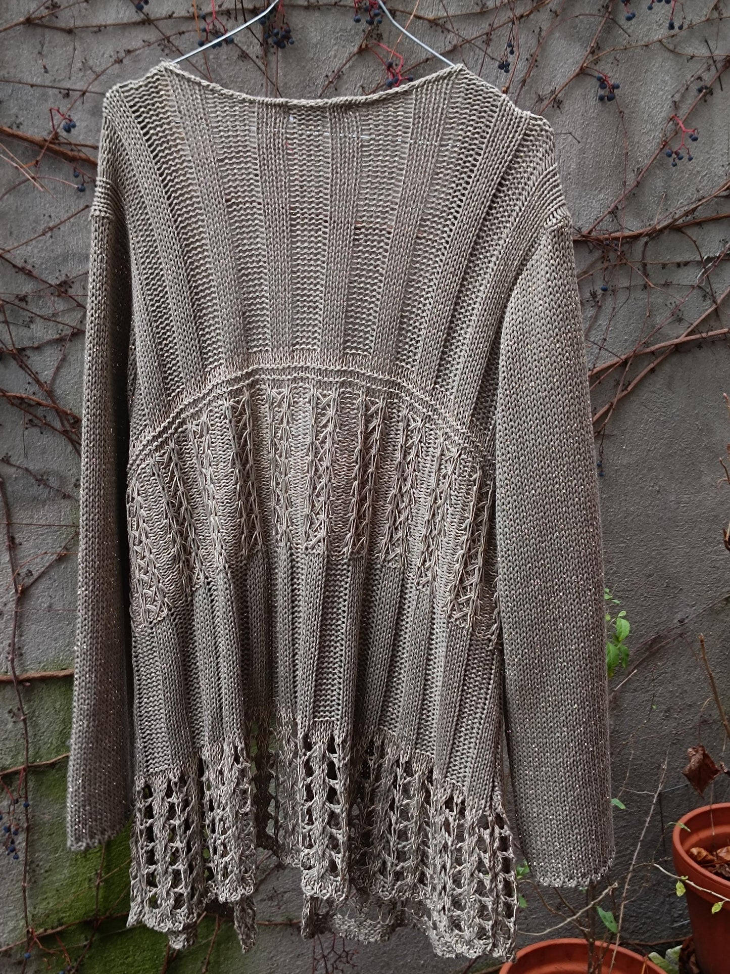 Alex Bargoudian Paris Metallic Cardigan| Vintage Green Boho Festive Sweater| 90s Gold-Tone Shimmery Women's V Neck