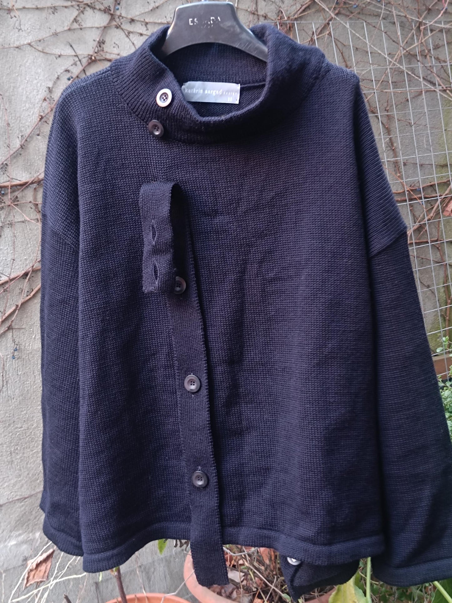 y2k Kathrin Aargad Wool Knitted Sweater| Avantgarde Vintage Jumper| Minimalist oversized Sweater| Navy Purist Scandinavian Style Pullover