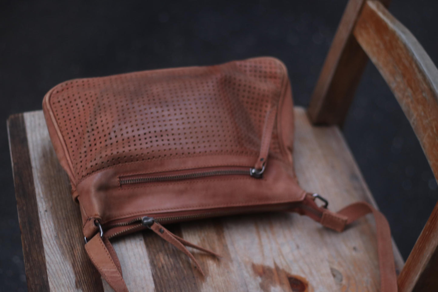 Vintage Gusti Leather Studio Shoulderbag |90s Cognac Leather Crossbody Bag with Perforated Details & Adjustable Strap| Timeless Chic Handbag