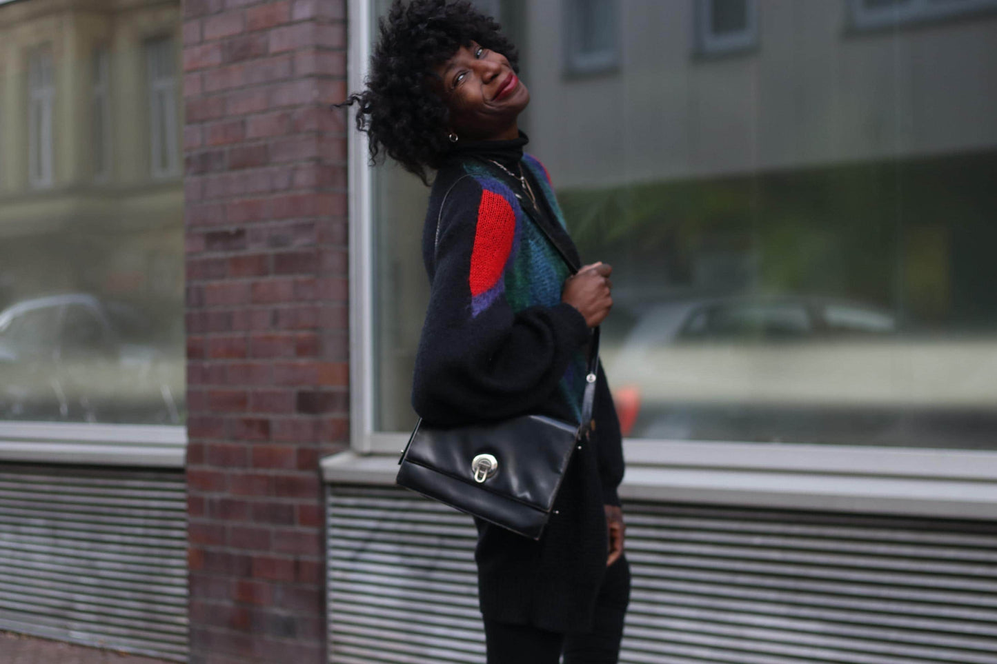 80s Color Block Cardigan | Vintage Oversized Mohair Blend Knit |Geometric Slouchy Sweater | Women's Abstract Print Maximalist Statement Knit