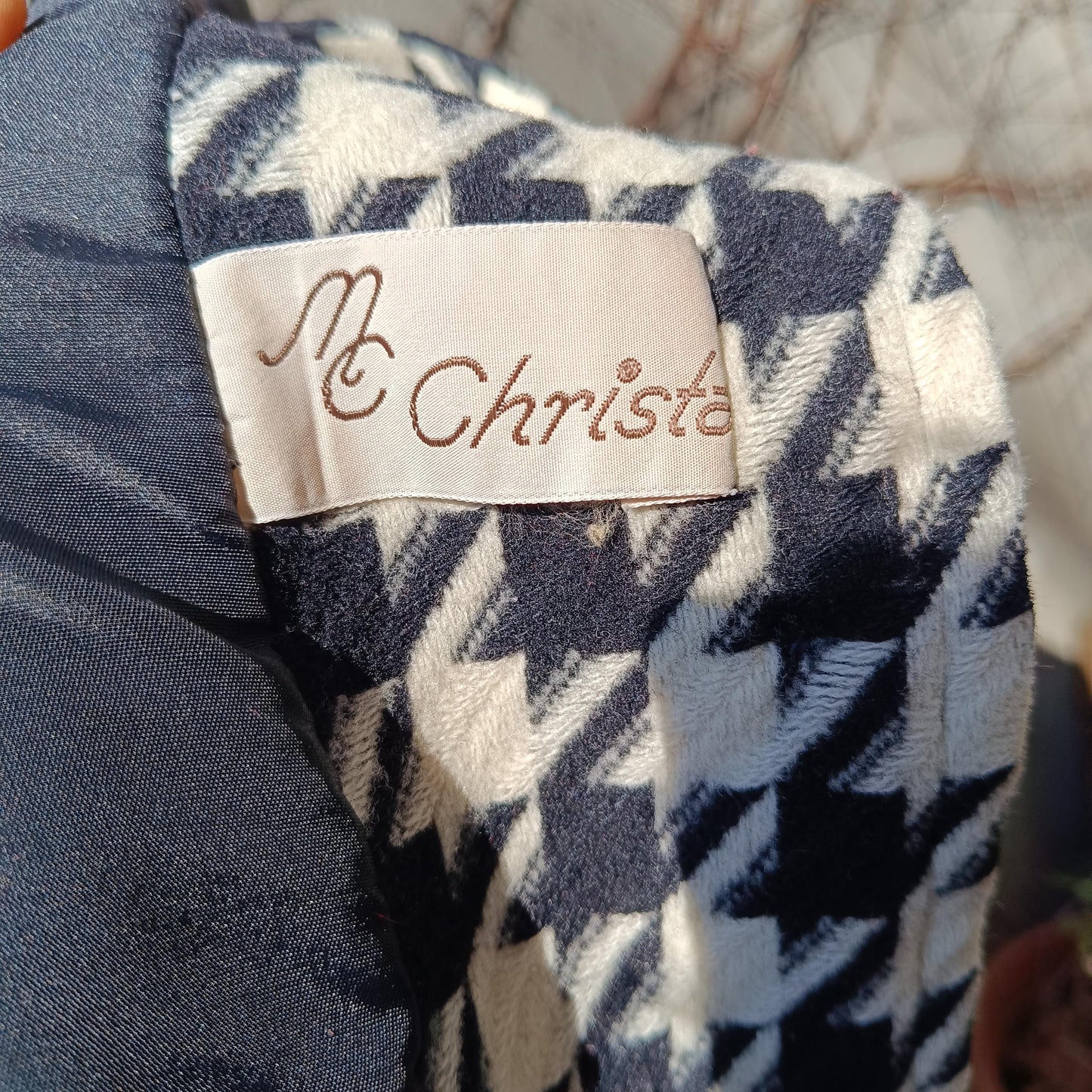 Vintage Houndstooth Wool- Cashmere Blend Coat | 90s Classic Chic Black and White Mod Women's Jacket