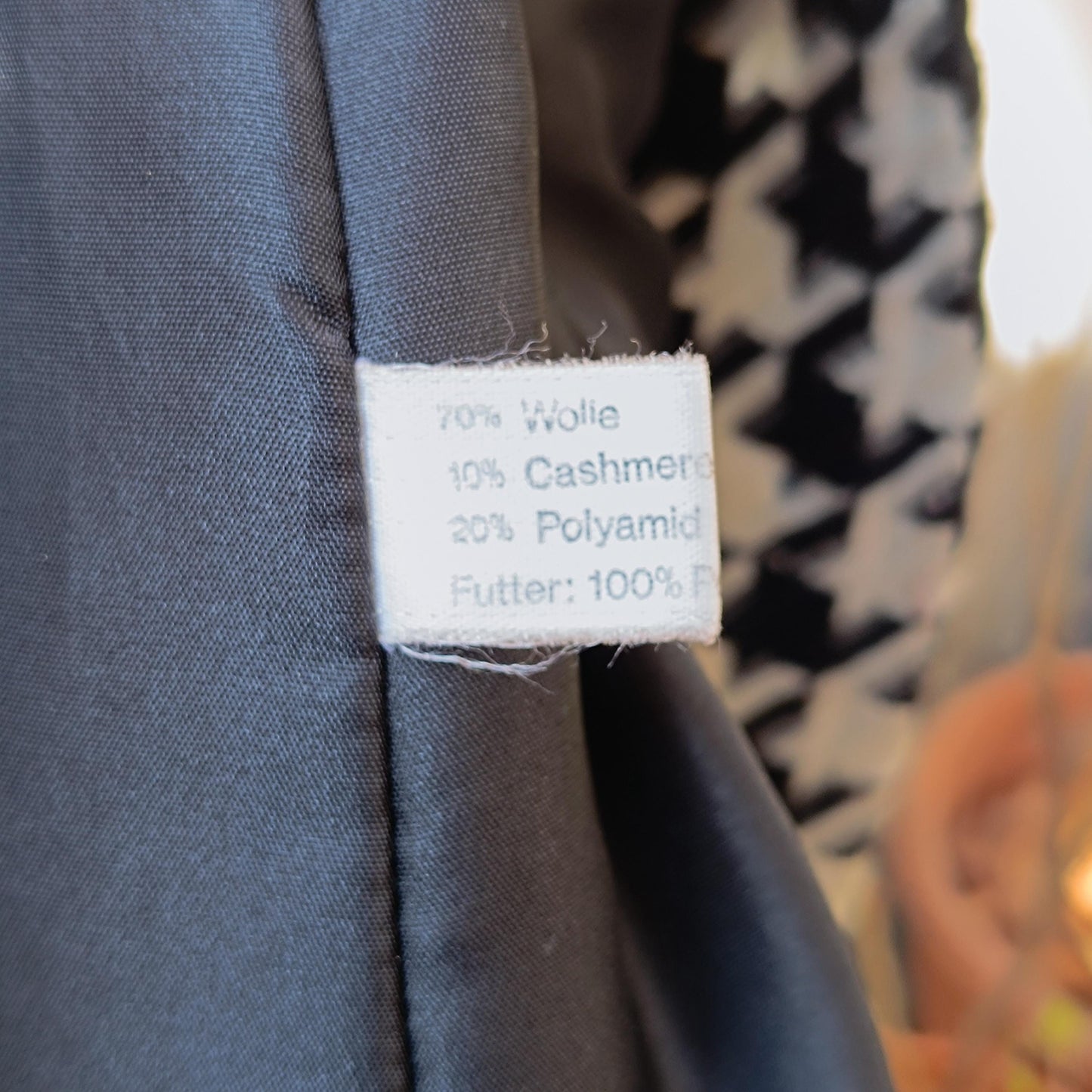 Vintage Houndstooth Wool- Cashmere Blend Coat | 90s Classic Chic Black and White Mod Women's Jacket