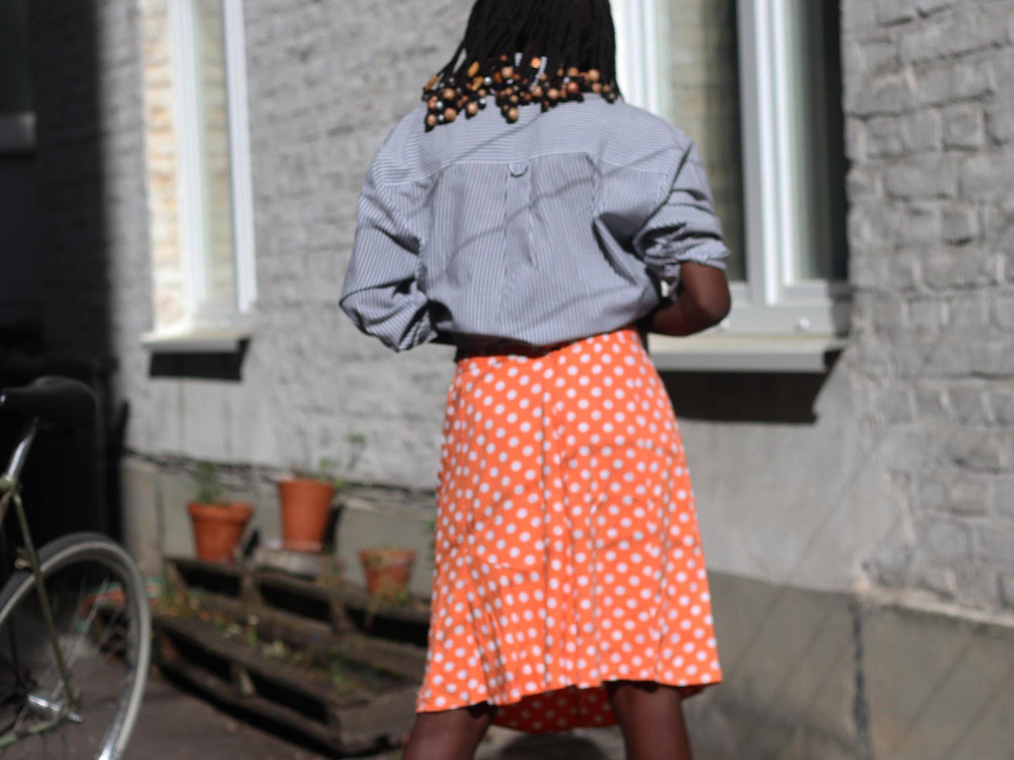 Chic French Flair 90s Polka Dotted Skirt| Orange Flirty Mini Skirt | Women's Flirty Style Summer Skirt