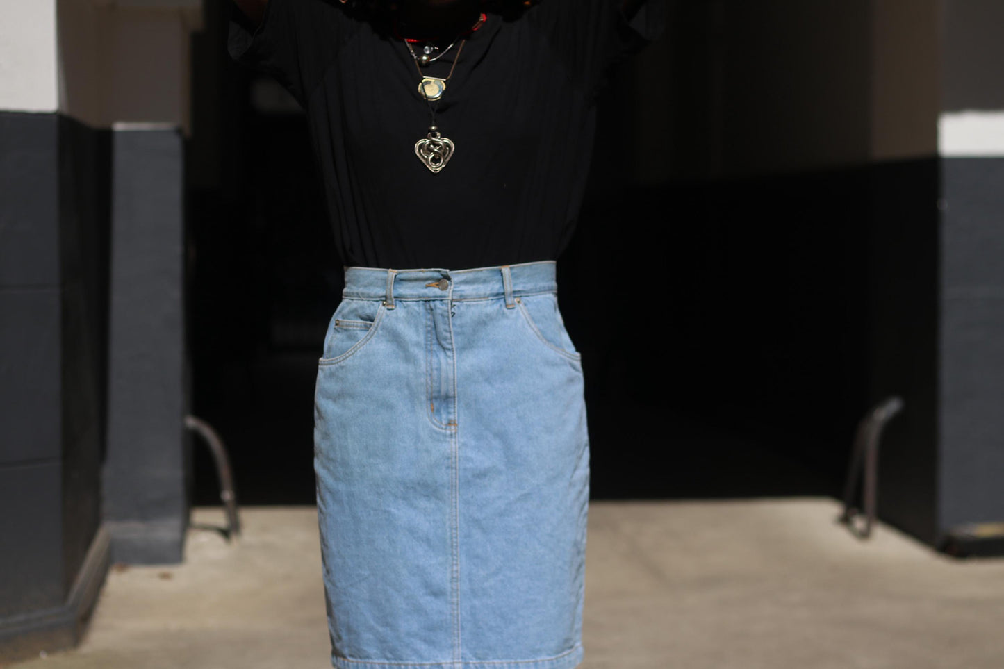 Vintage Blue Denim Skirt | 90s Knee-Length Jeans Skirt | Women's Minimalist Summer Skirt | Effortless Chic