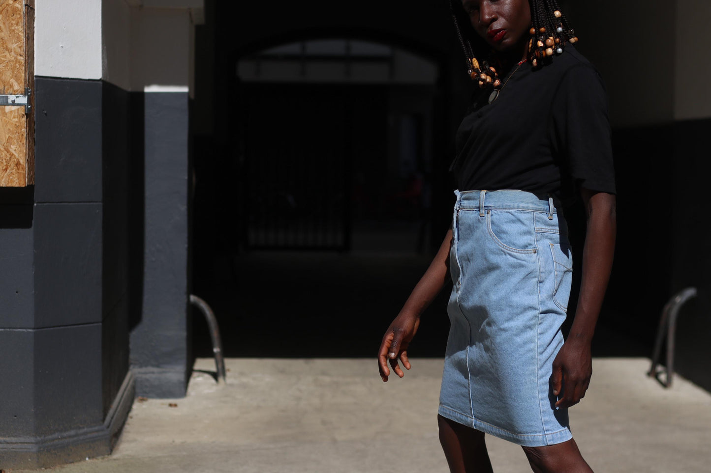 Vintage Blue Denim Skirt | 90s Knee-Length Jeans Skirt | Women's Minimalist Summer Skirt | Effortless Chic