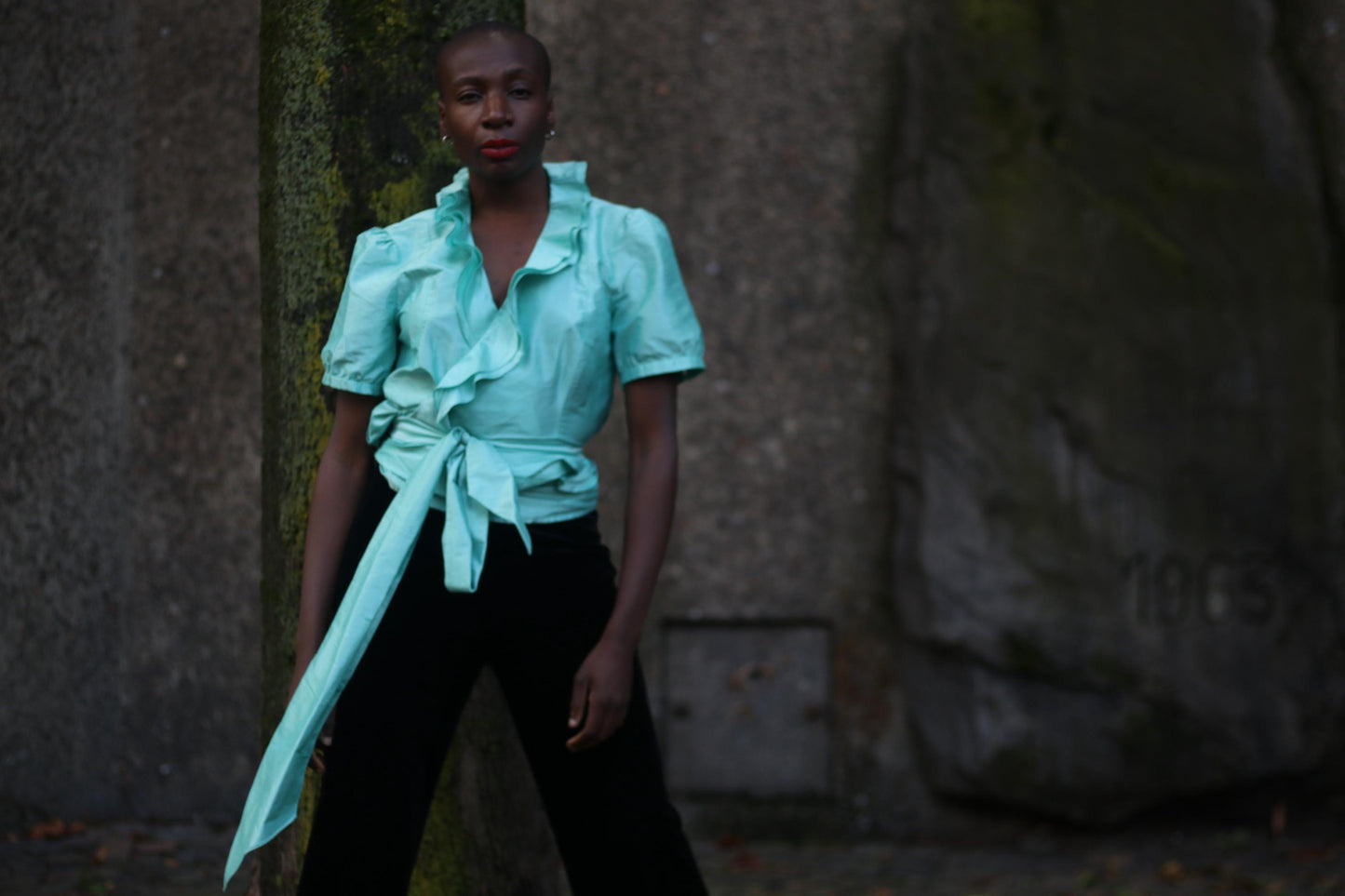 Vintage Coast Silk Blouse| 90s Teal Blue Wrap