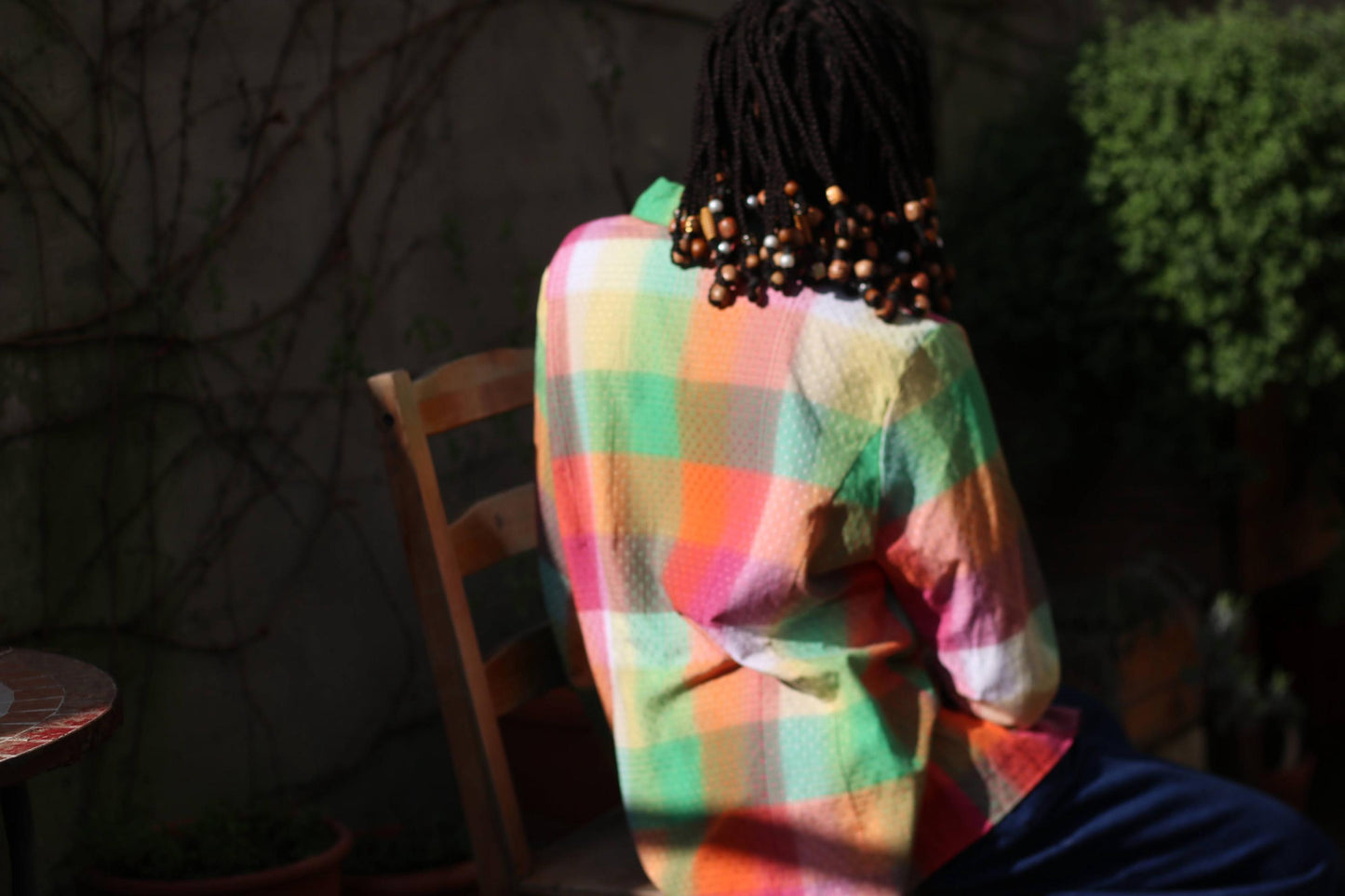 Vintage Laura Kent Blouse| Multicolored Women's Check Shirt | Retro Long Sleeve | Textured Button-Up | Bold Long-sleeved V neck