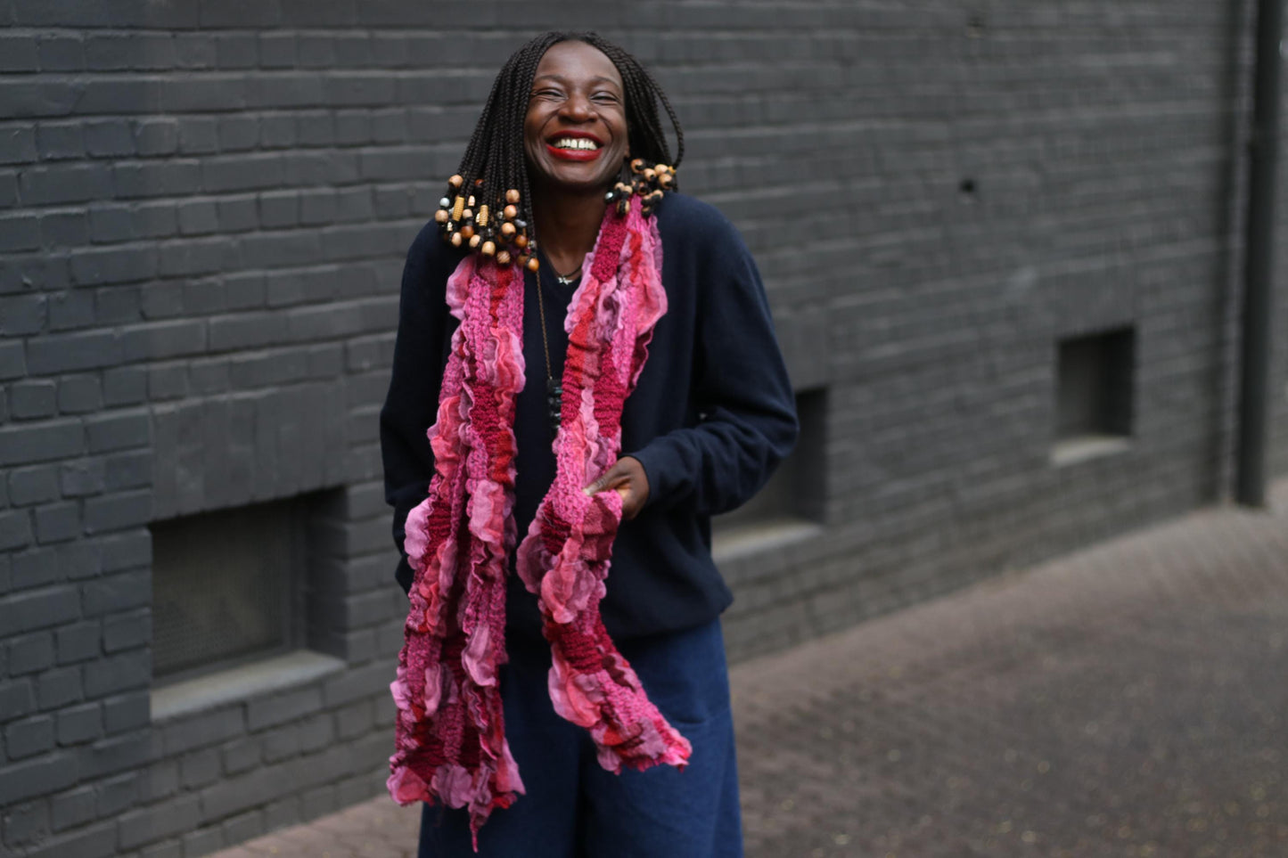 Vintage Pink Knit Scarf Wrap | Abstract Textured Boho Shawl | y2k Statement Accessory | Retro Layering | Bright Minimalist Scarf