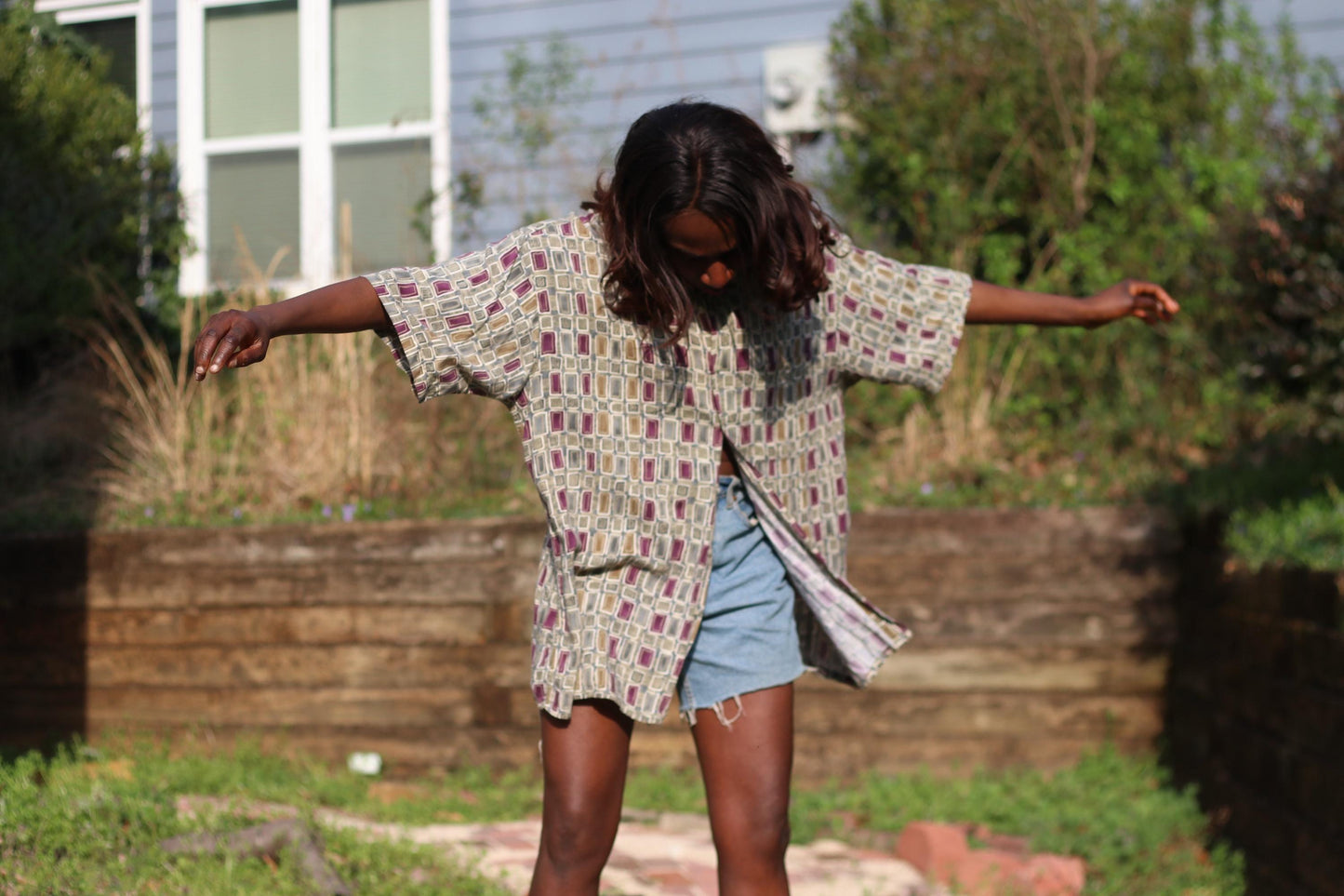 Vintage Pierre Cardin Print Shirt | 90s Green Rayon Short Sleeve Designer Top | Unisex Summer Geometric Patterened Blouse