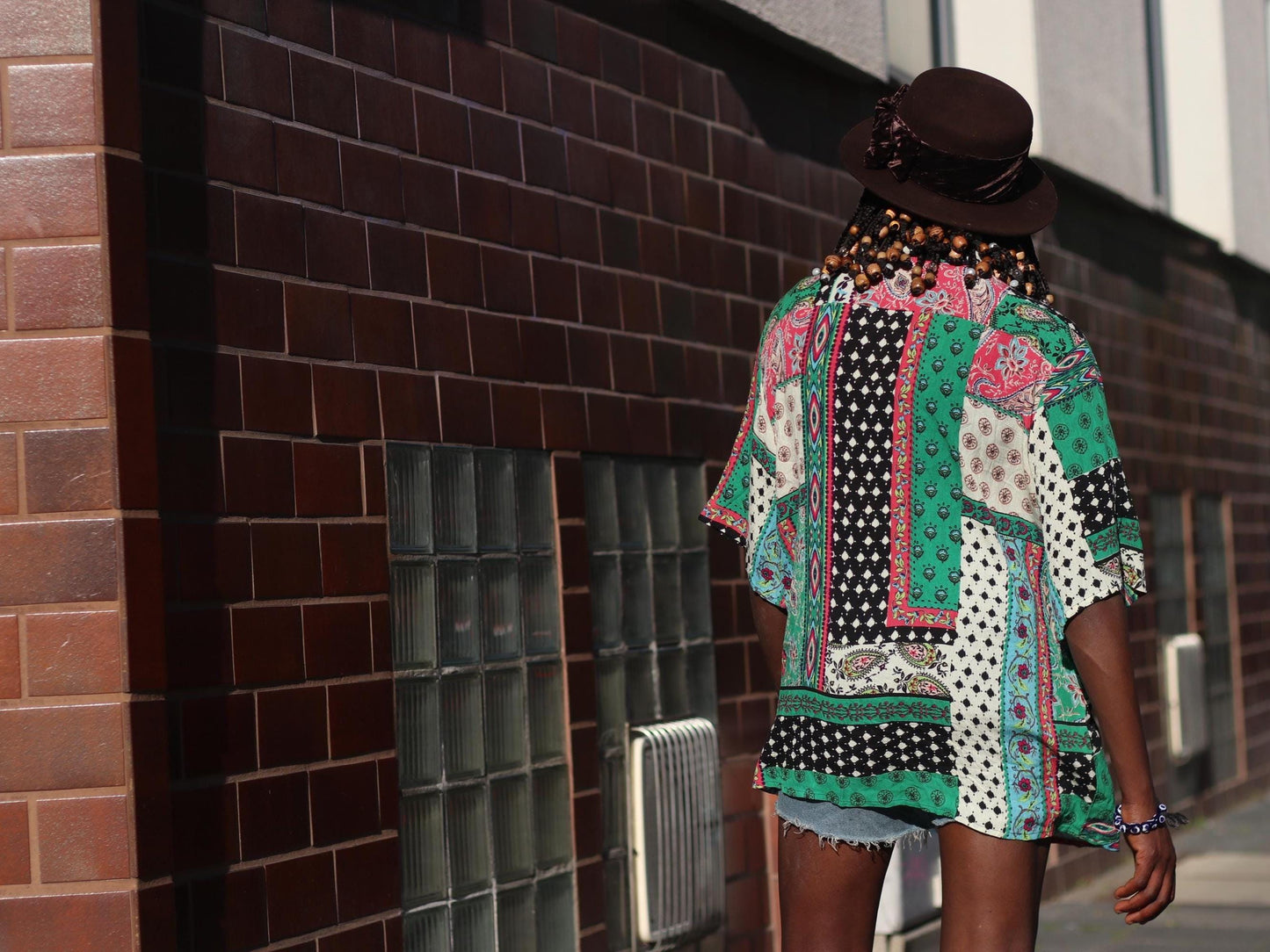 Vintage 90s Handmade Patchwork Shirt| Boho Festival Button Up| Retro Mixed Print Short Sleeve Loose Fit, One-of-a Kind