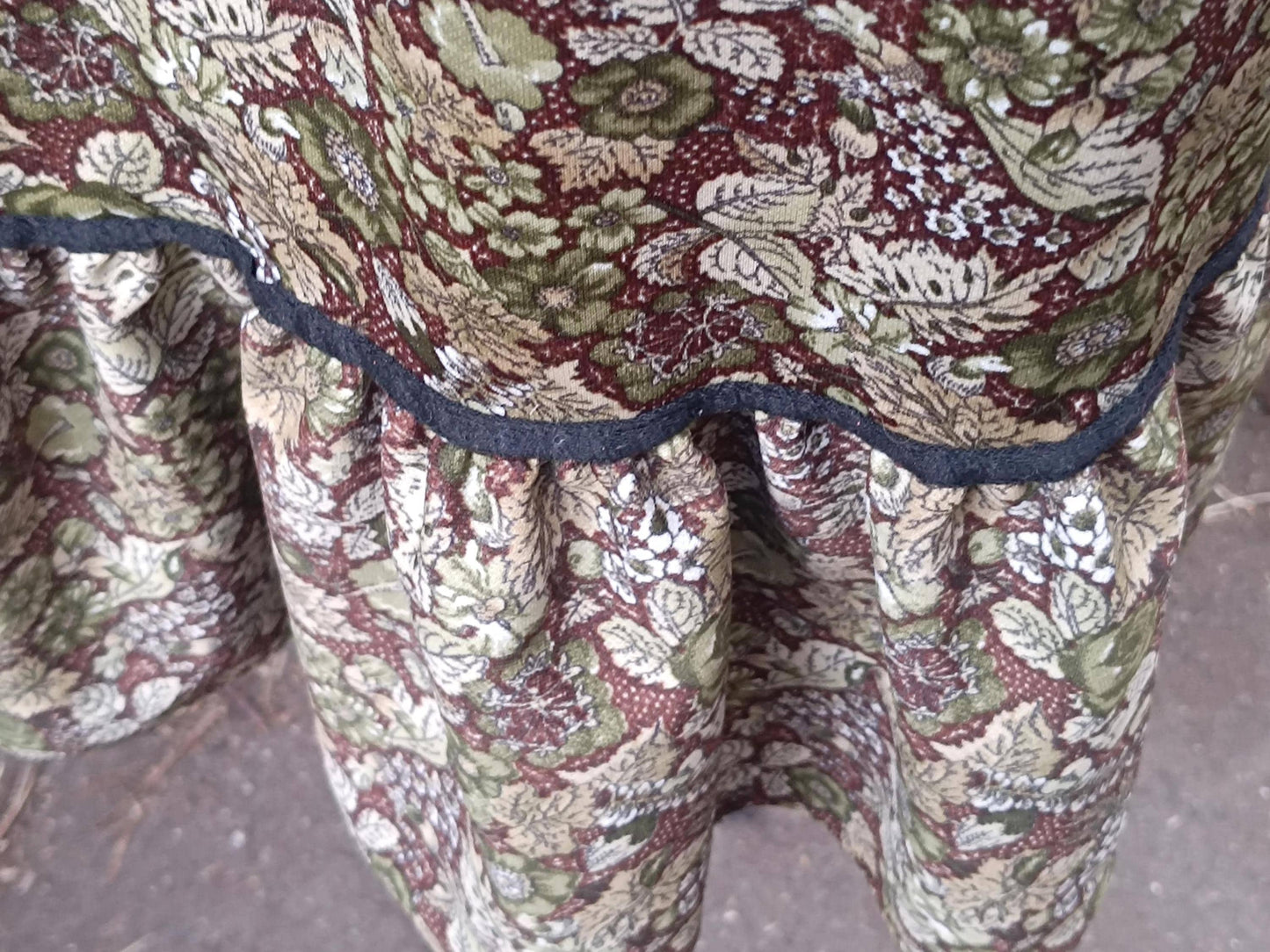 Vintage Floral Prairie Maxi Skirt with Woven Belt| Boho Chic Country Style Size Xs-S