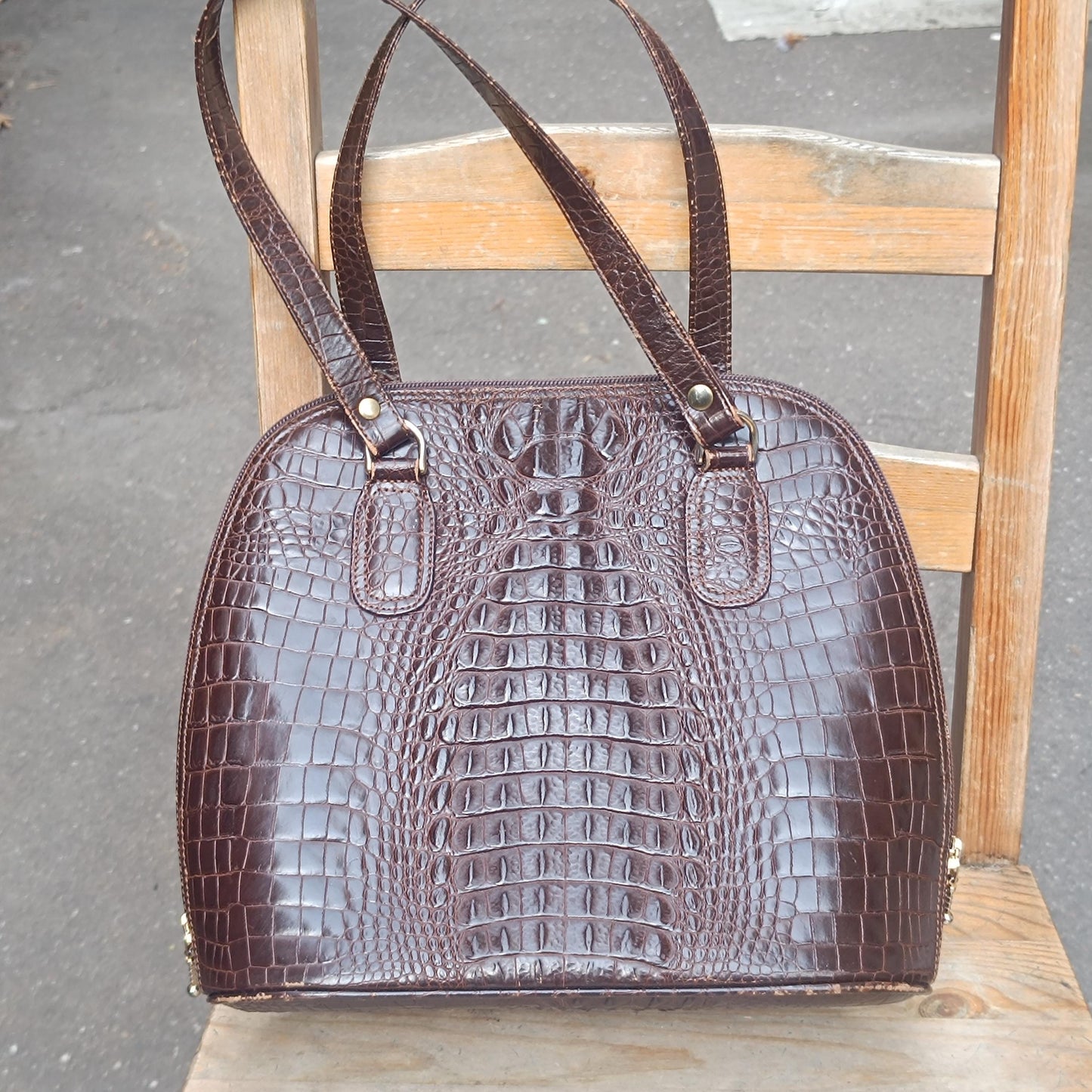 Vintage Embossed Leather Shoulder Bag | 70s Dark Brown Handbag | Minimalist Timeless Women's Tote|