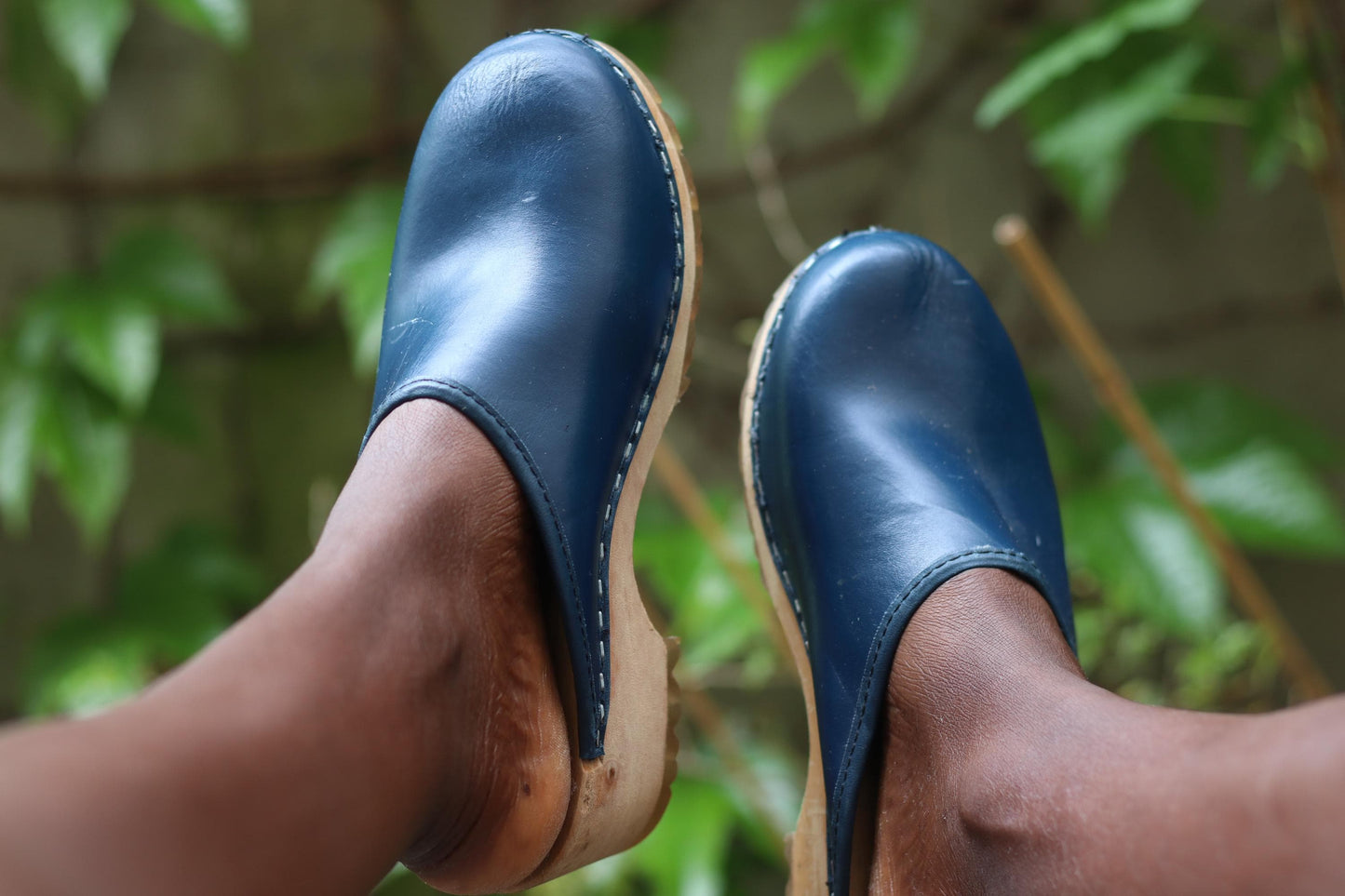 Vintage Swedish Leather Clogs| Retro Slip On Wooden Summer Sandals |Scandinavia Chic Footwear Size EU38
