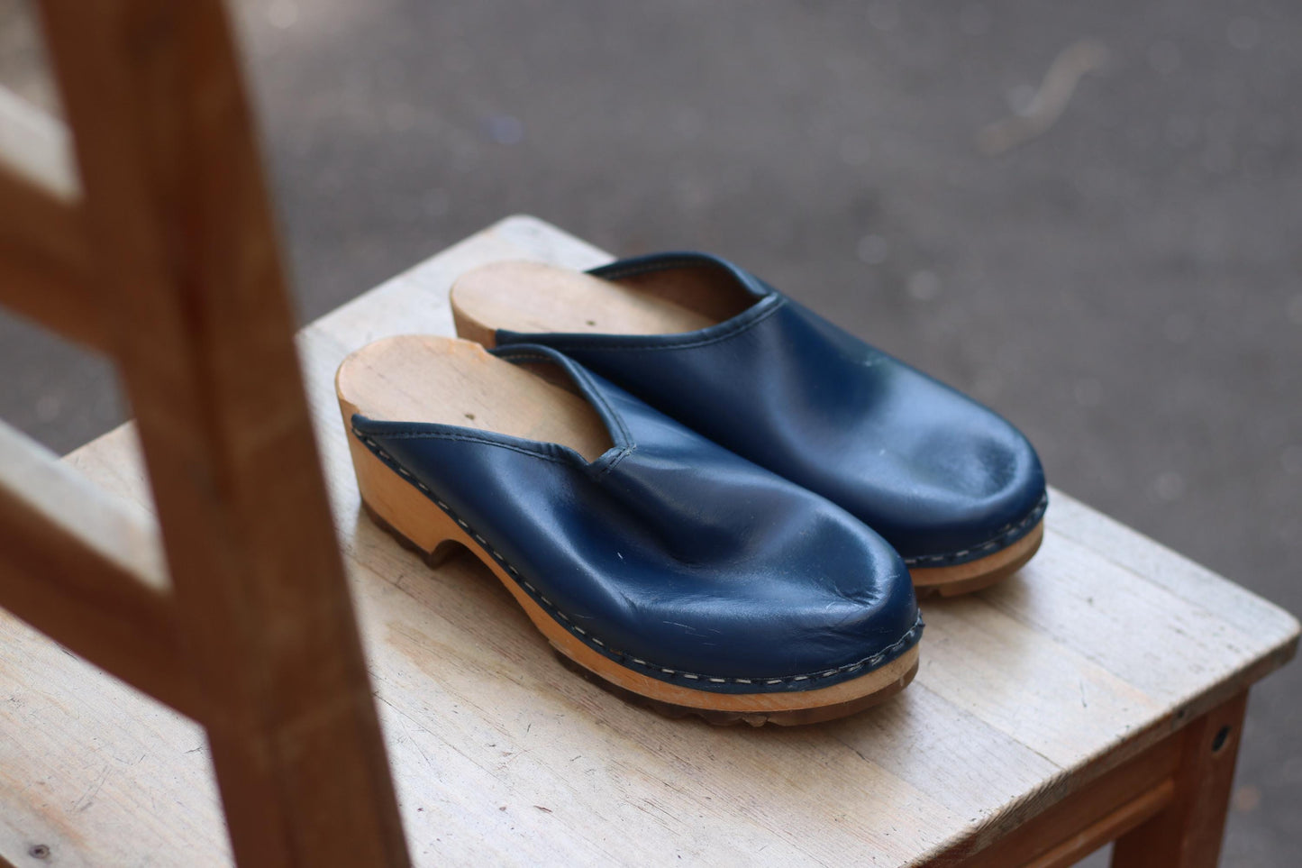 Vintage Swedish Leather Clogs| Retro Slip On Wooden Summer Sandals |Scandinavia Chic Footwear Size EU38