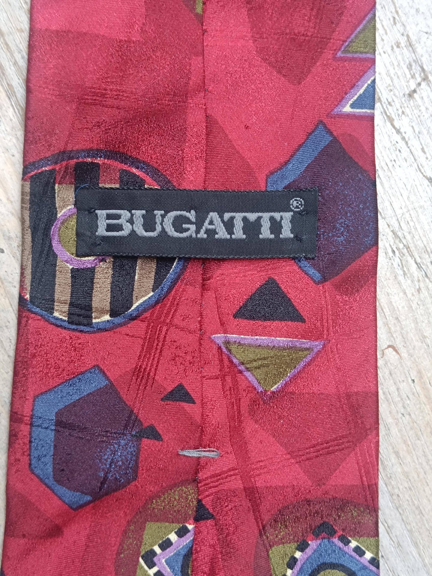90s Bugatti Silk Tie| Vintage crazy pattern tie| Opulent red quirky toe| Women's tie Unisex Accessory | Workwear Suit and Tie